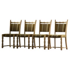 Vintage Brutalist Danish Modern Oak Dining Chairs style of Henning Kjærnulf 60s