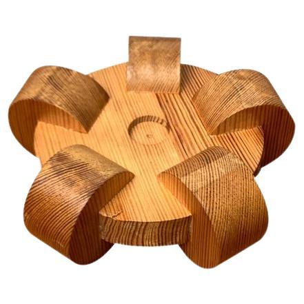 Vintage Brutalist Danish Wooden Candleholder