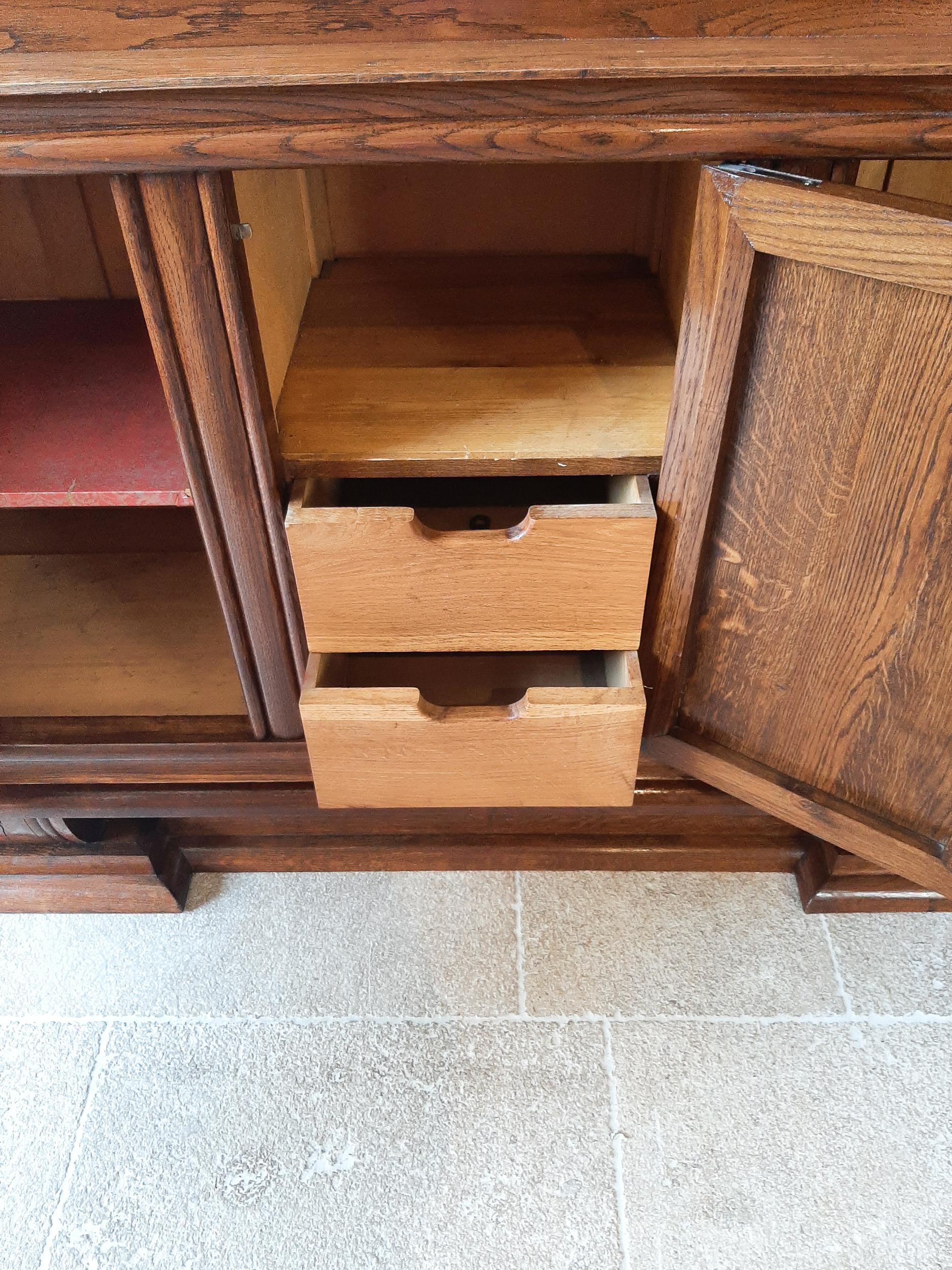 Vintage Brutalist Design Sideboard by Charles Dudouyt in Oak, 1940s-50s 7