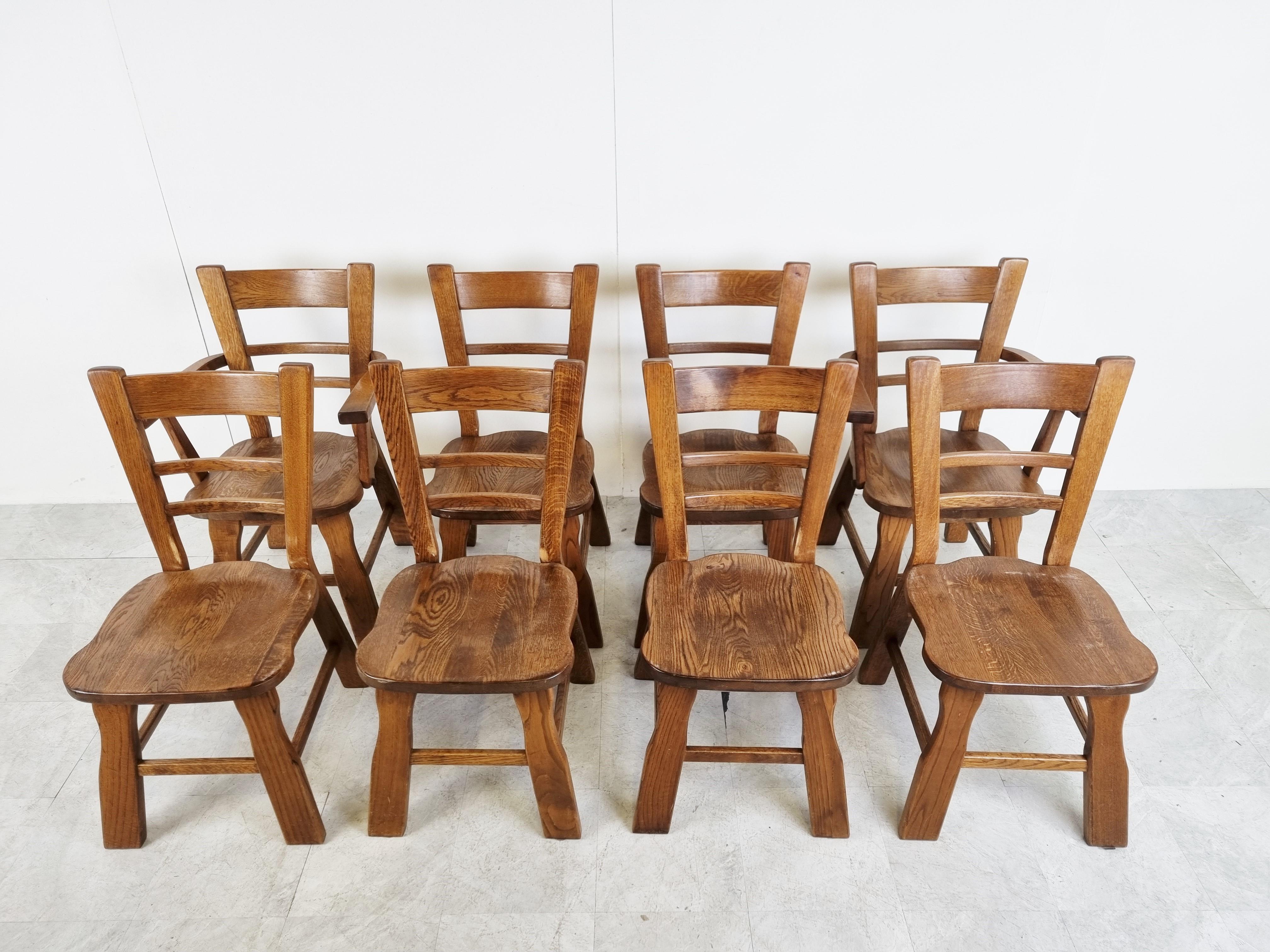 German Vintage Brutalist Dining Chair, Set of 8, 1960s