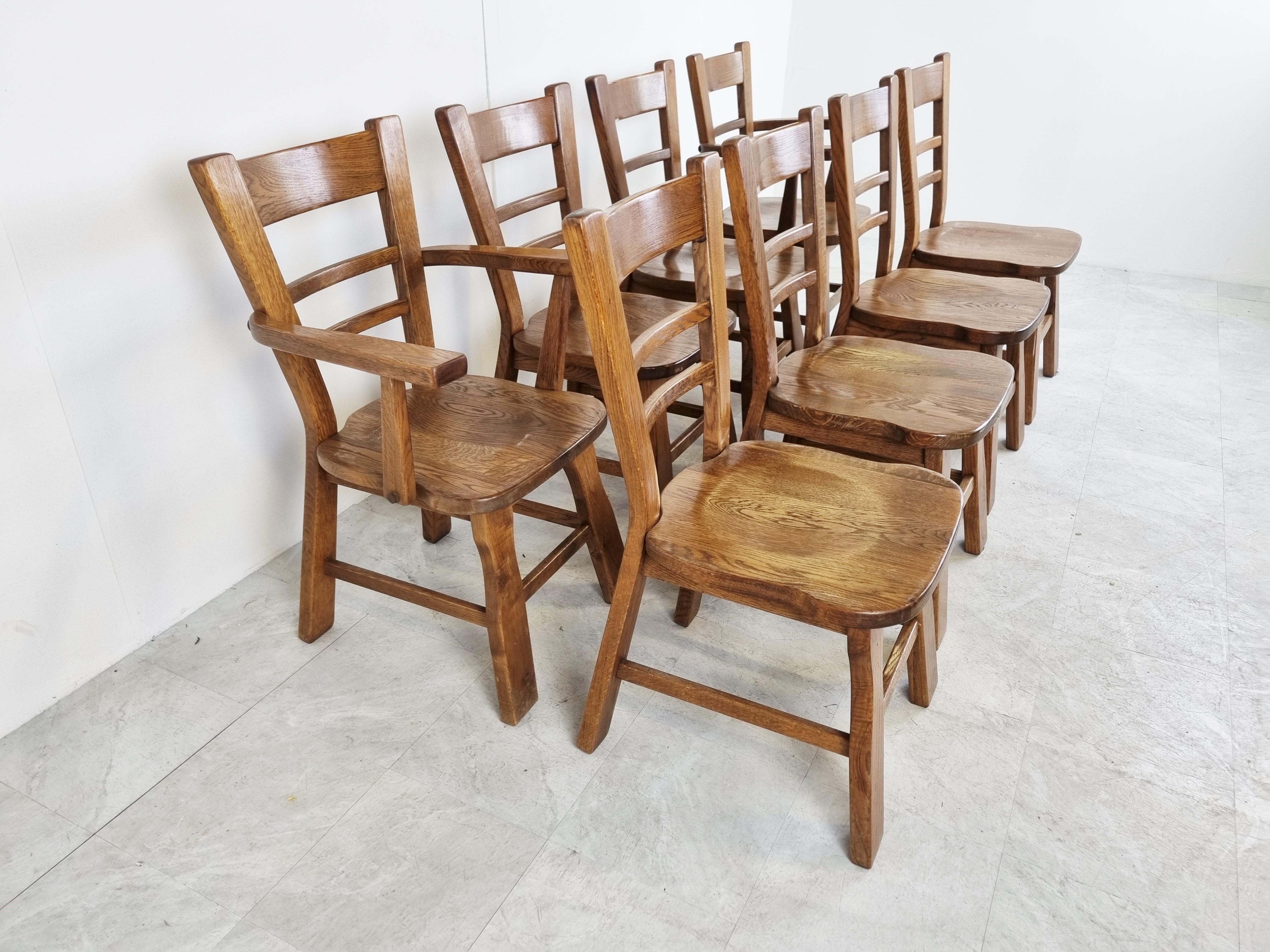 Vintage Brutalist Dining Chair, Set of 8, 1960s In Good Condition In HEVERLEE, BE