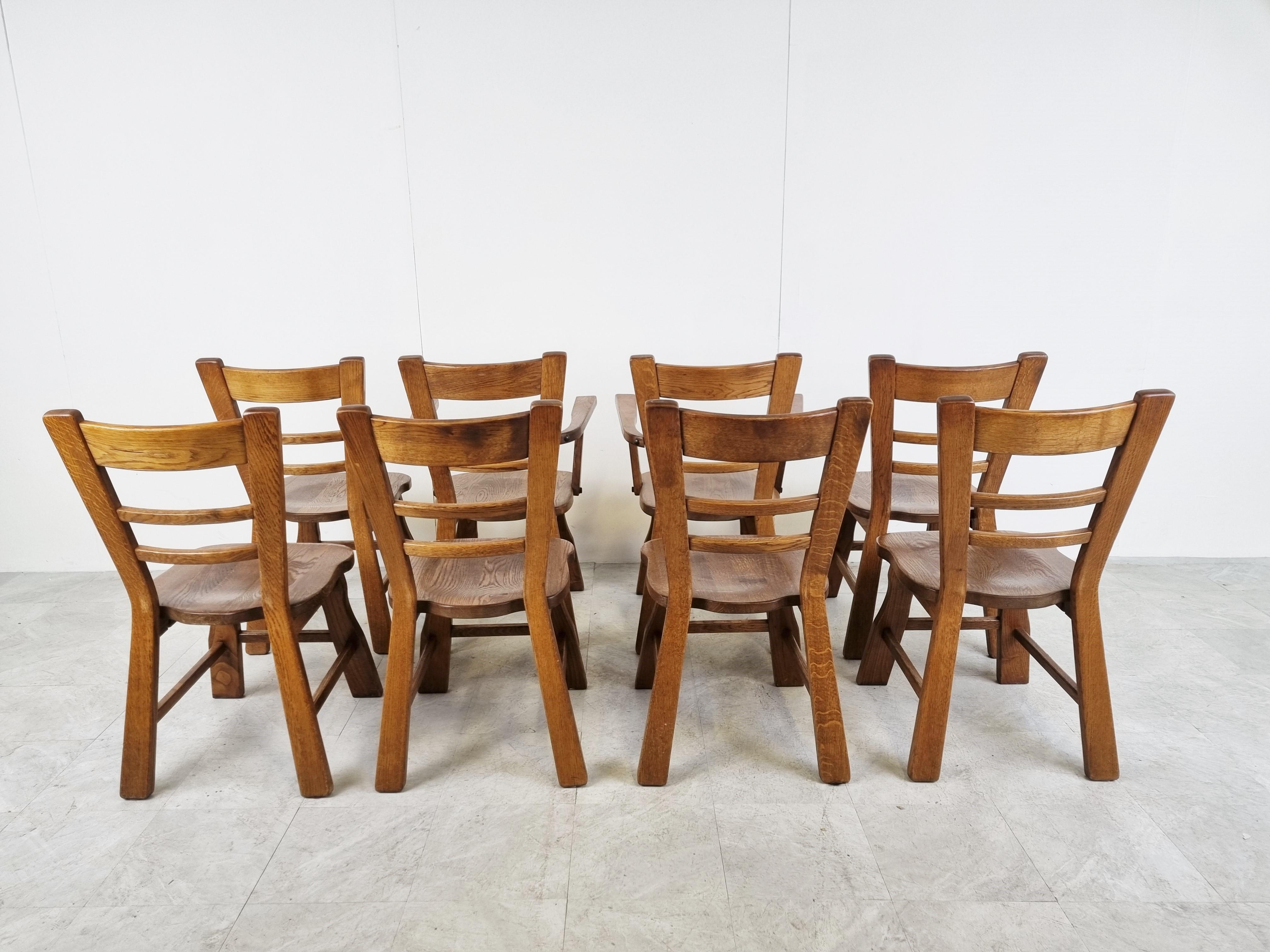 Mid-20th Century Vintage Brutalist Dining Chair, Set of 8, 1960s