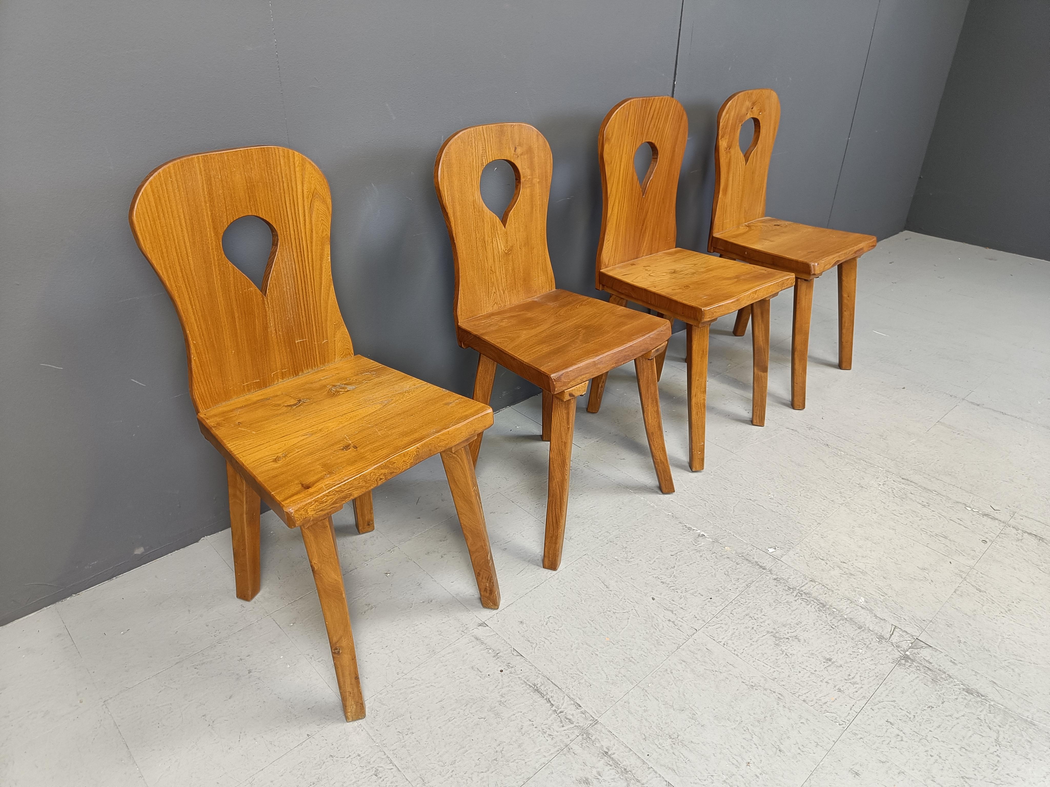 Vintage brutalist dining chairs, 1960s In Good Condition For Sale In Leuven, Vlaams Gewest