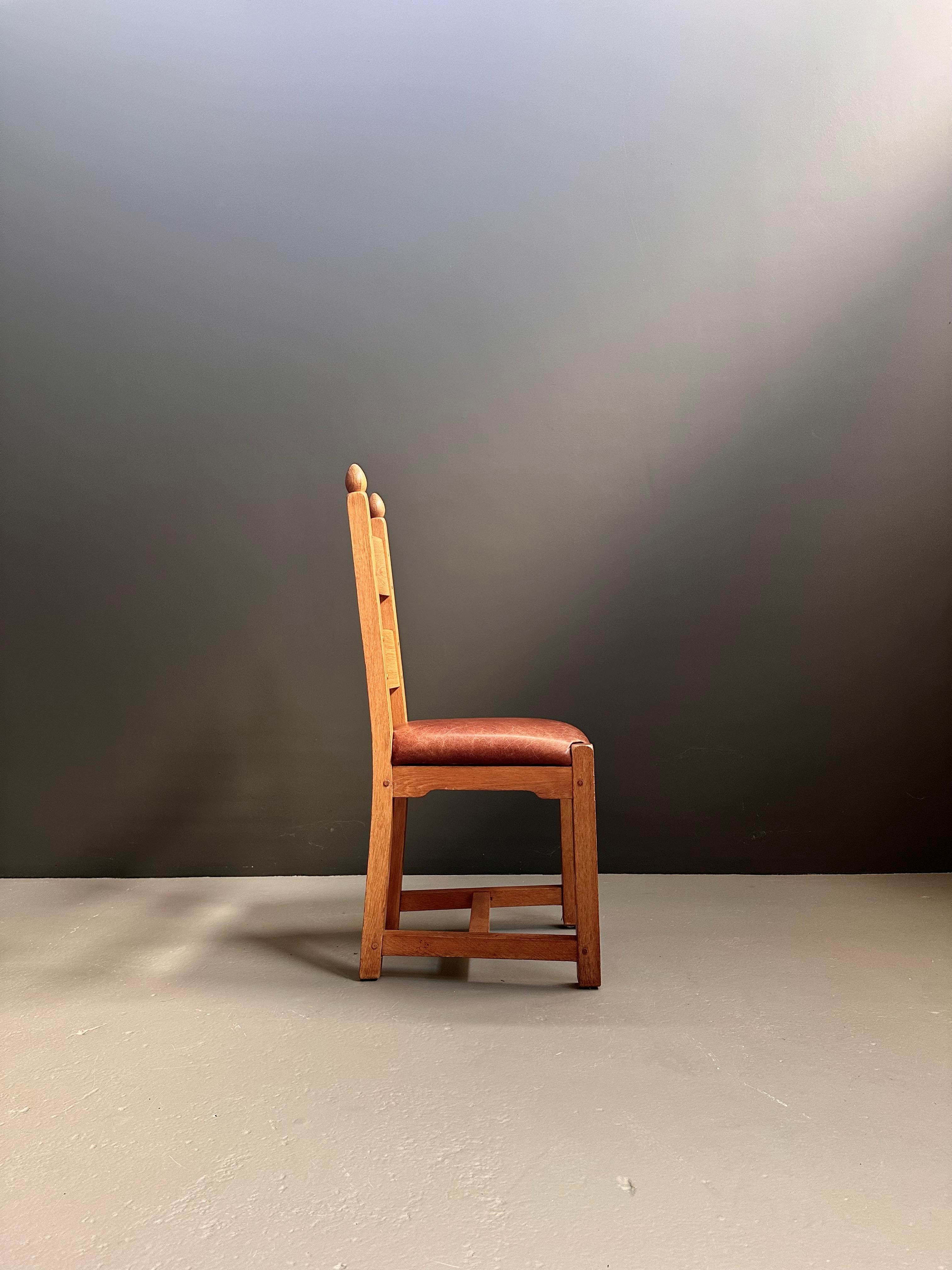 Leather Vintage brutalist dining chairs, 1960s For Sale