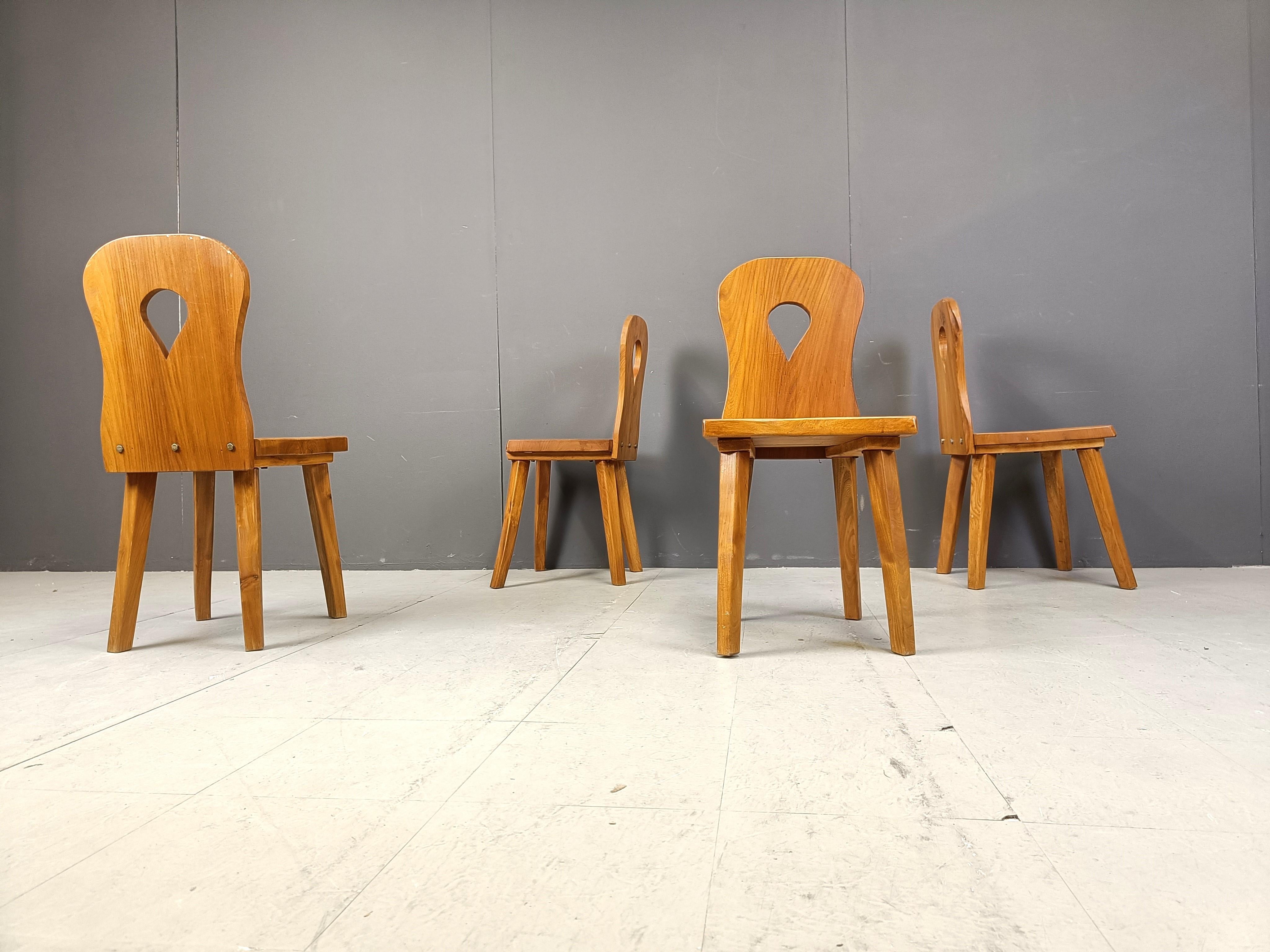Oak Vintage brutalist dining chairs, 1960s For Sale