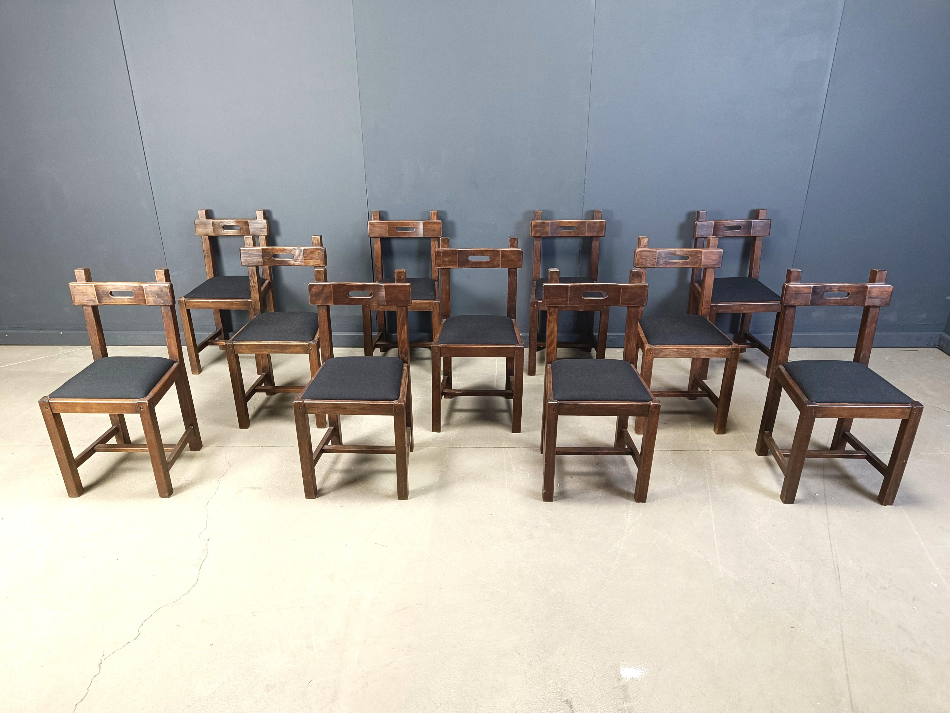 Vintage brutalist dining chairs, 1960s  - set of 11 For Sale 3