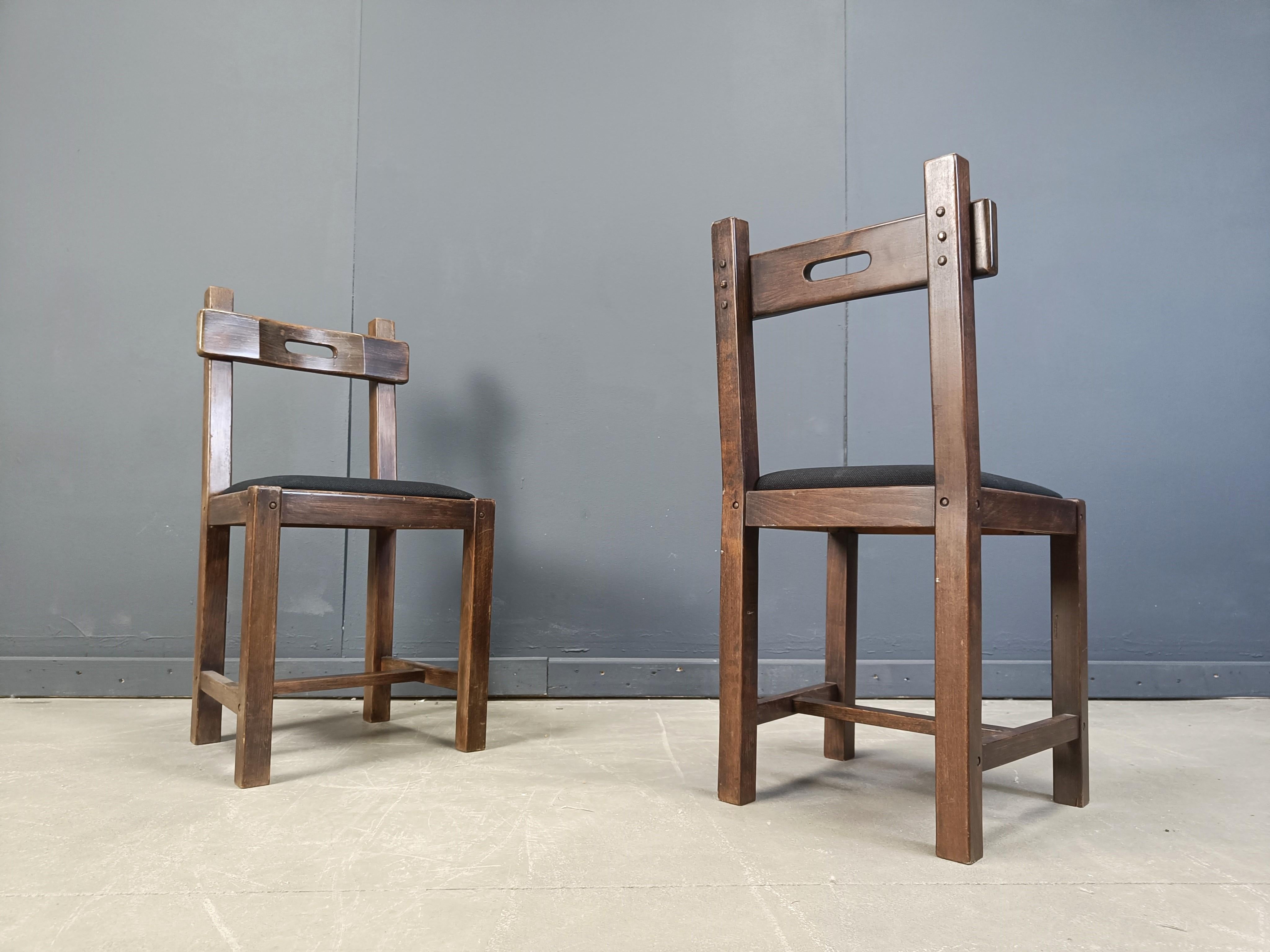 Vintage brutalist dining chairs, 1960s  - set of 11 In Good Condition For Sale In Leuven, Vlaams Gewest