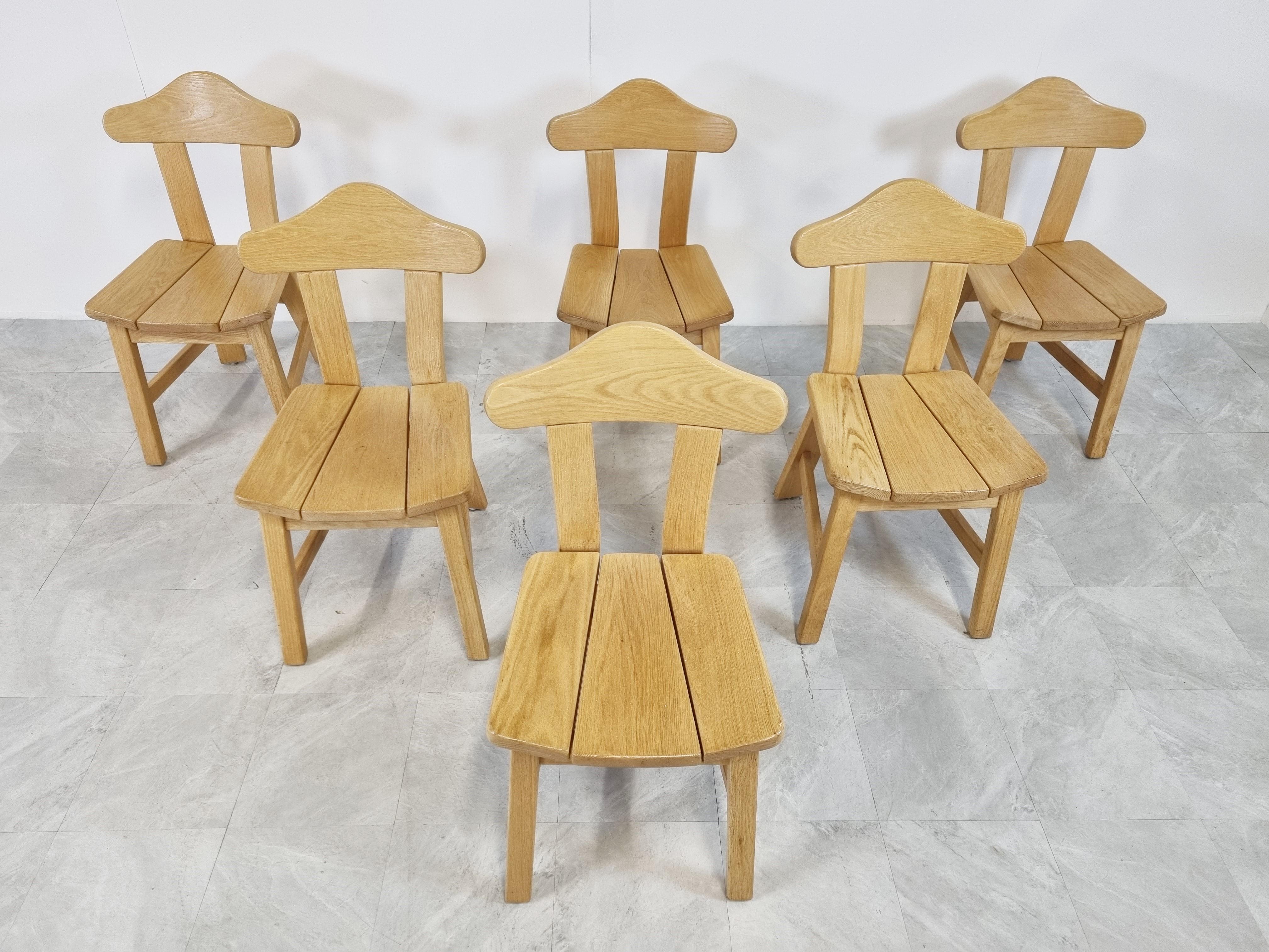 Vintage Brutalist Dining Chairs, 1970s In Good Condition In HEVERLEE, BE
