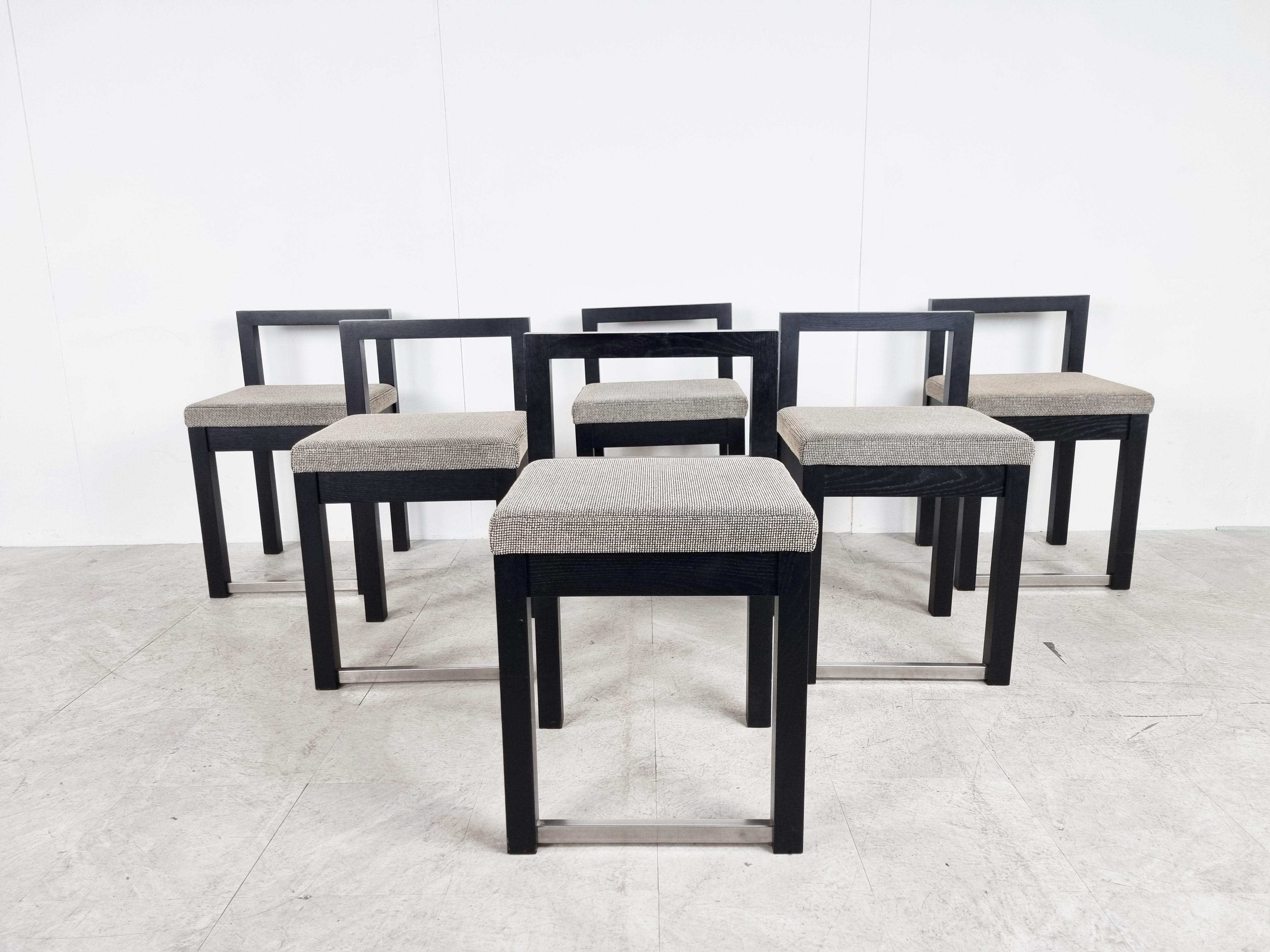 Ebonized Vintage Brutalist Dining Chairs, 1970s