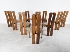 Vintage Brutalist Dining Chairs, Set of 10, 1970s