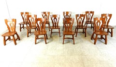 Vintage brutalist dining chairs, set of 12 - 1960s