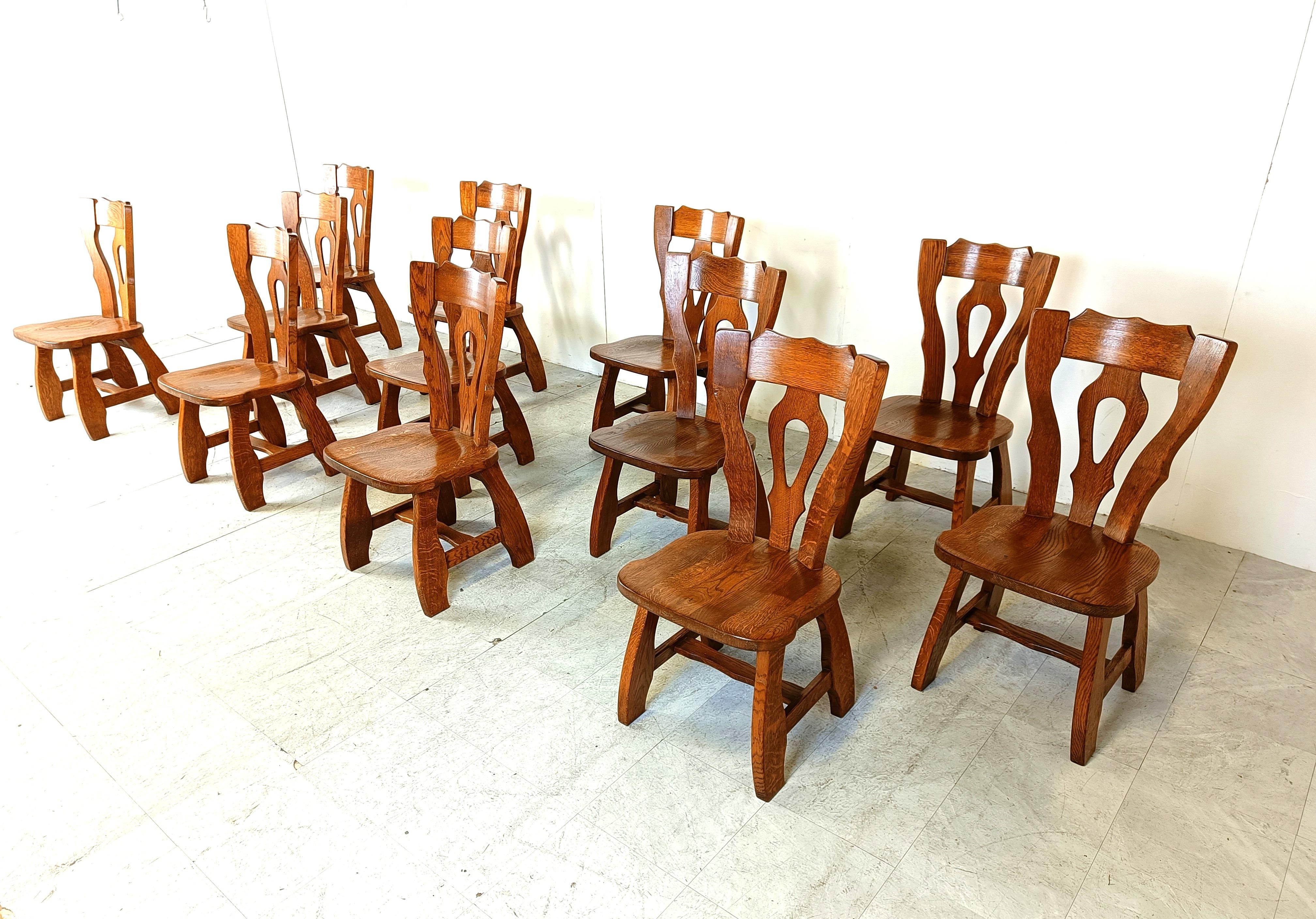 Brutalist Vintage brutalist dining chairs, set of 12 - 1960s For Sale