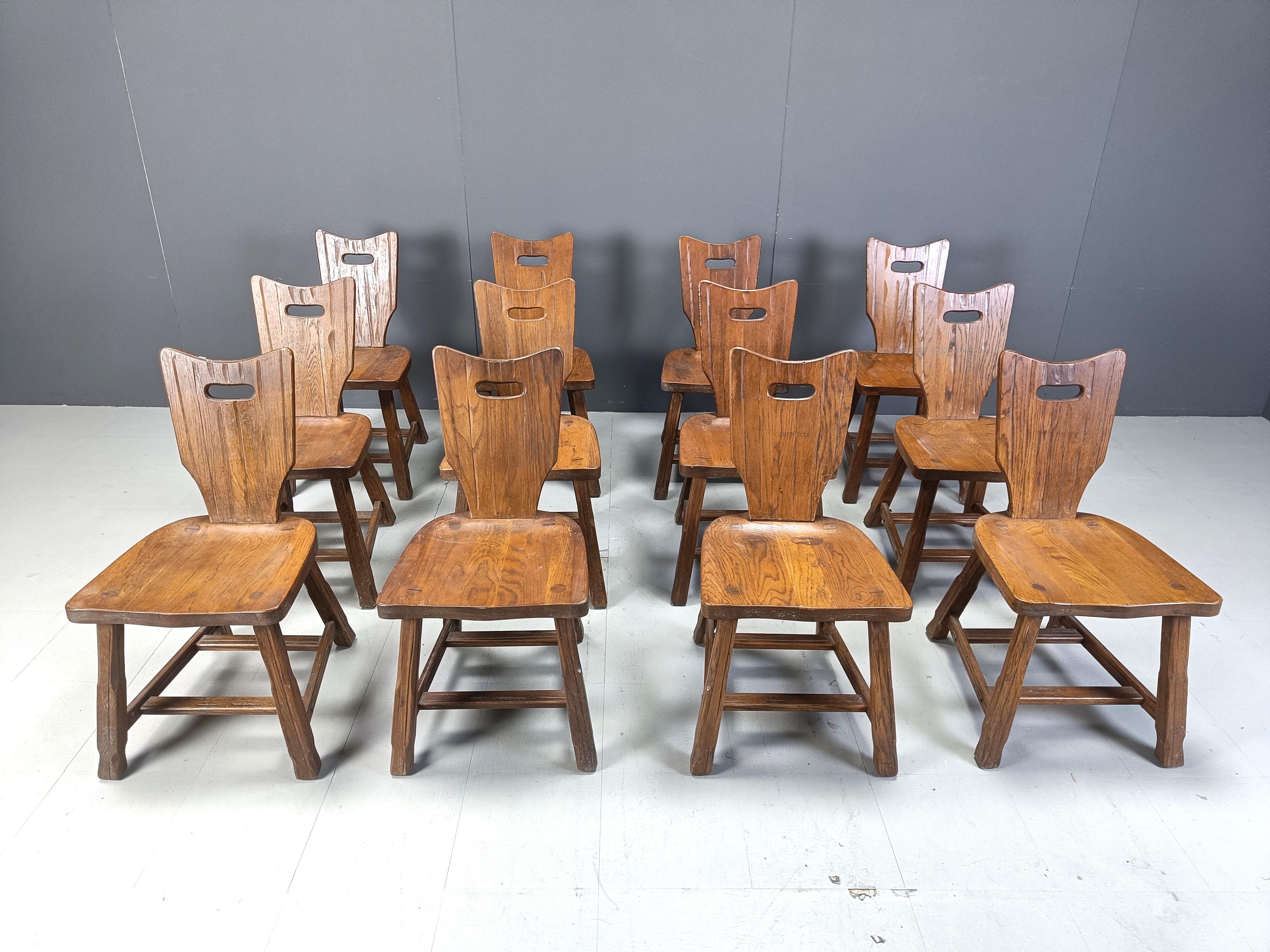 Brutalist Vintage brutalist dining chairs, set of 12 - 1960s
