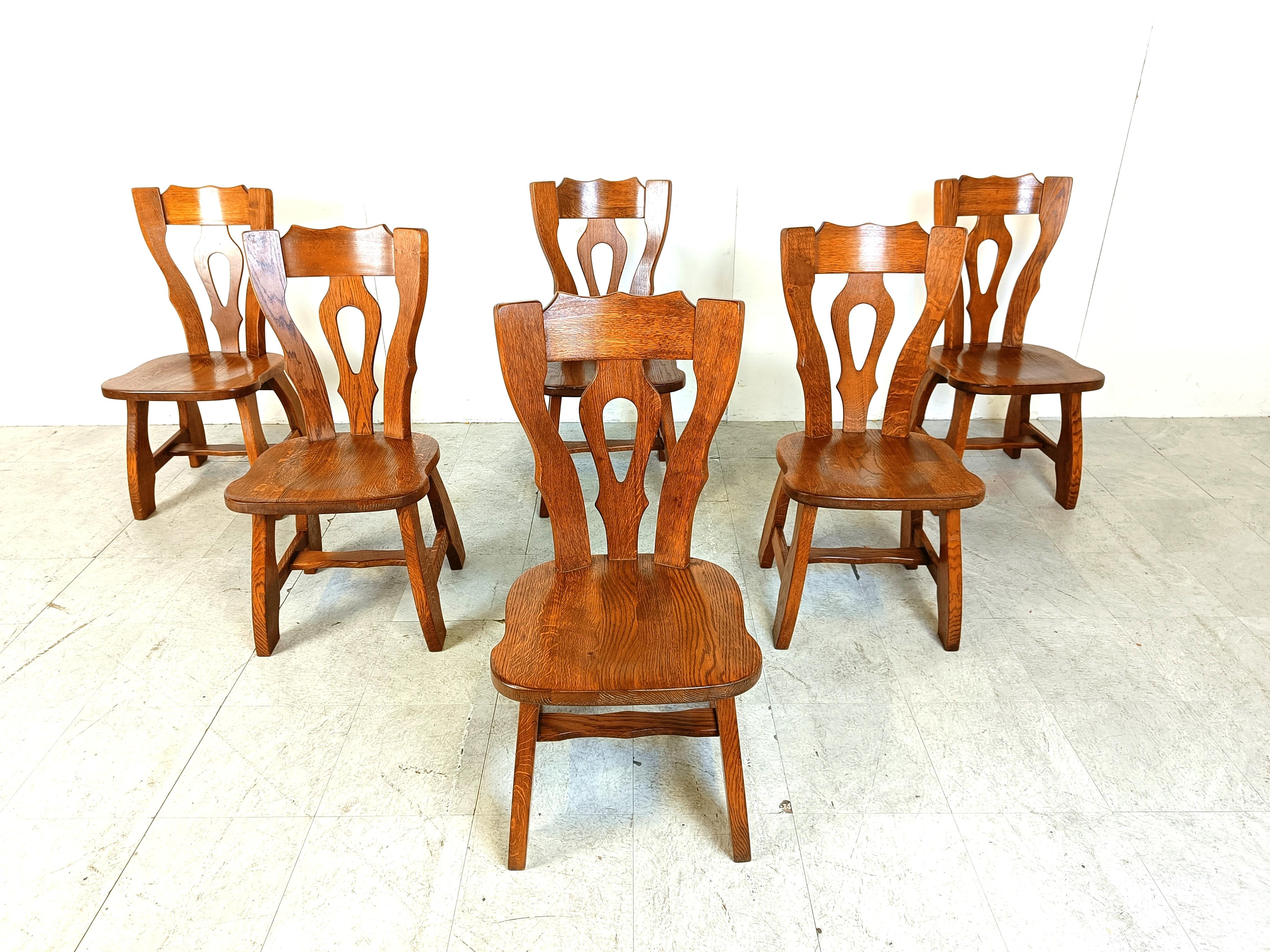 German Vintage brutalist dining chairs, set of 12 - 1960s For Sale