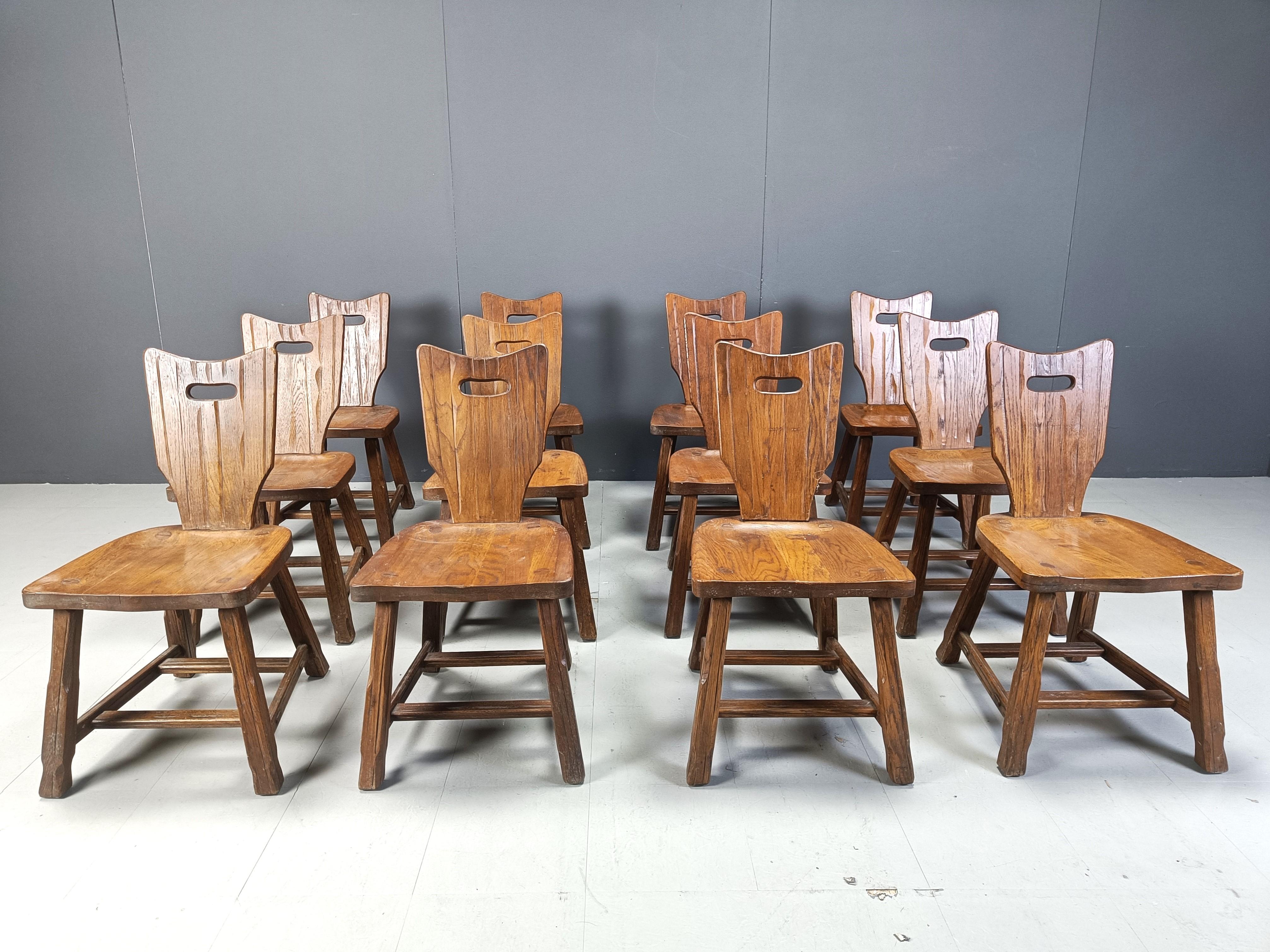 German Vintage brutalist dining chairs, set of 12 - 1960s