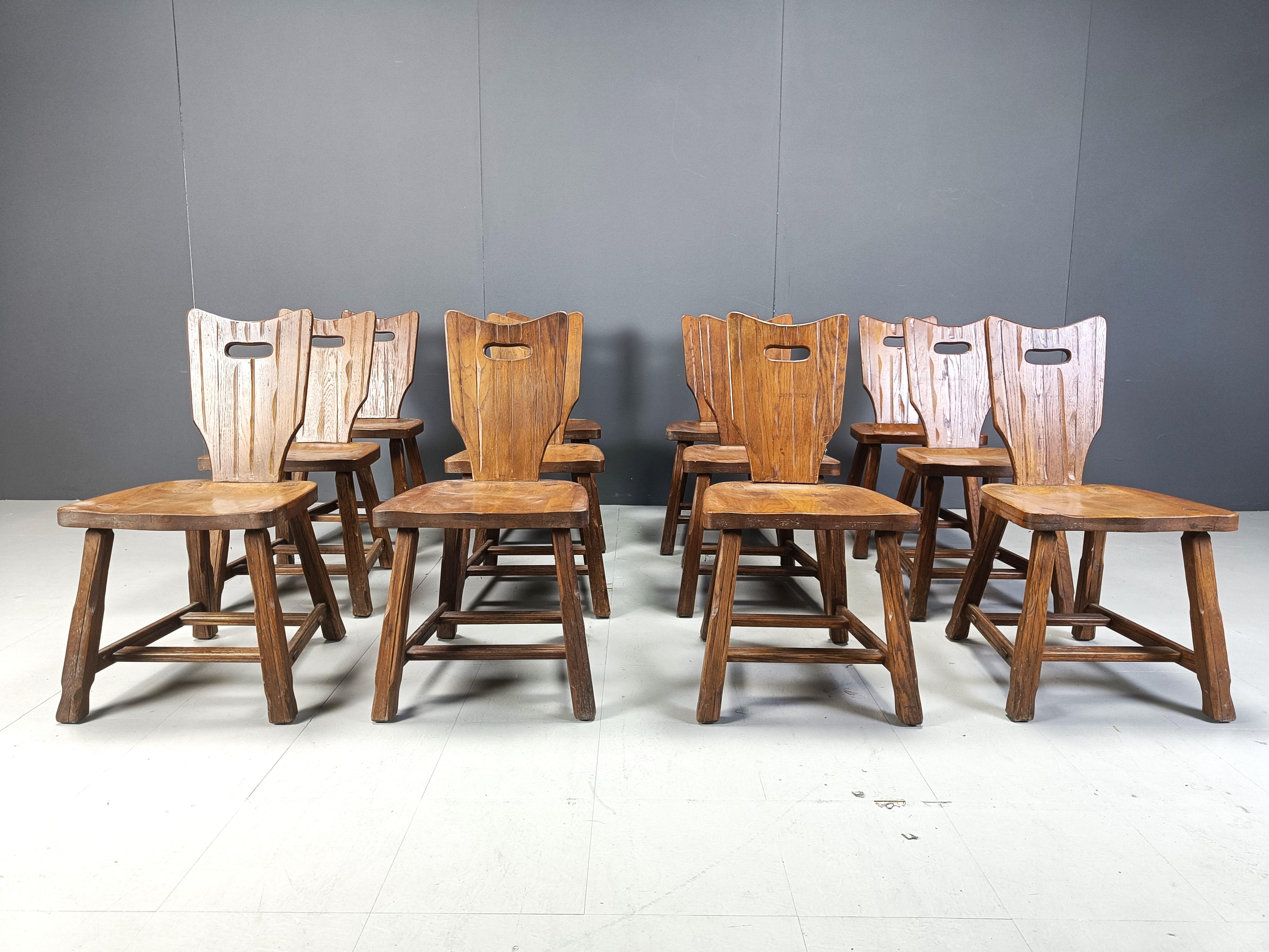 Vintage brutalist dining chairs, set of 12 - 1960s In Good Condition In Leuven, Vlaams Gewest