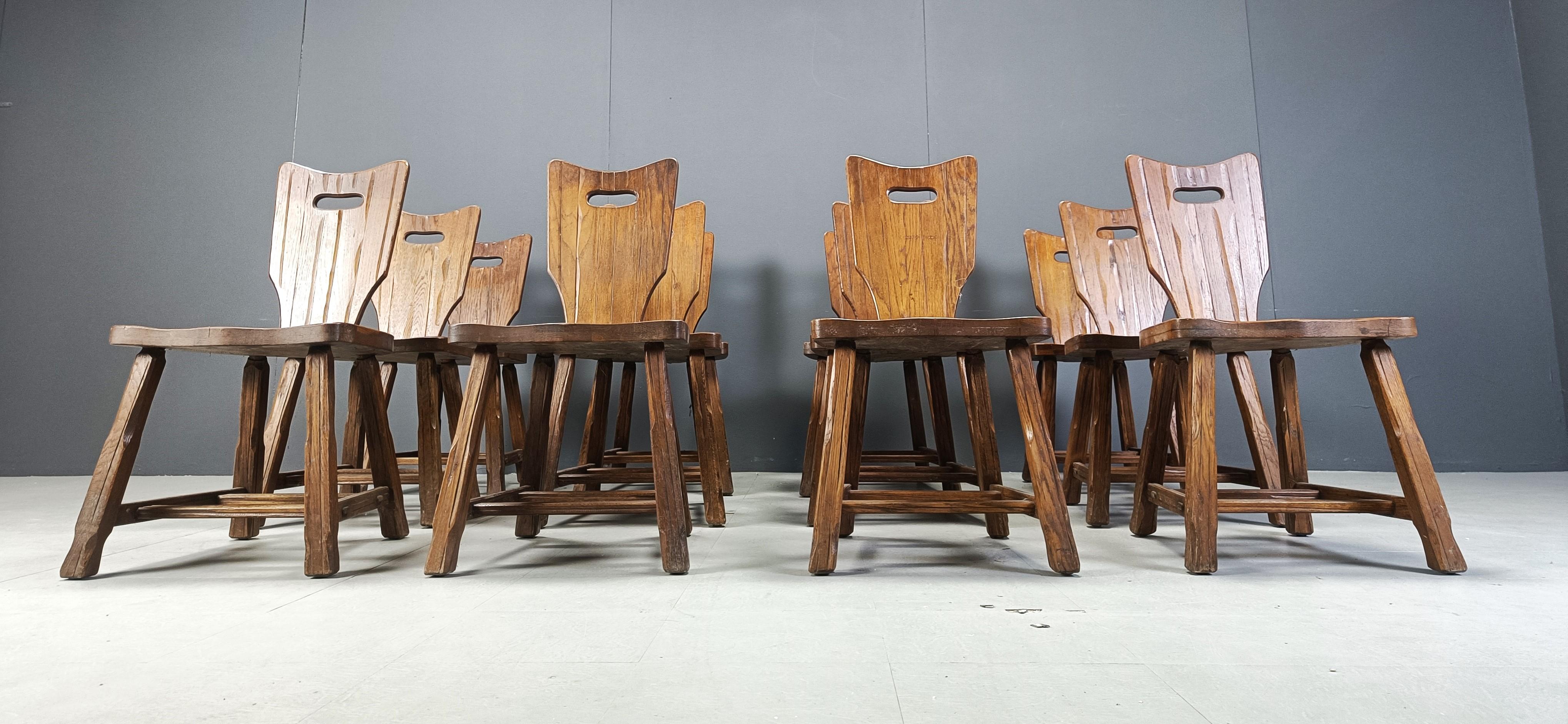 Mid-20th Century Vintage brutalist dining chairs, set of 12 - 1960s