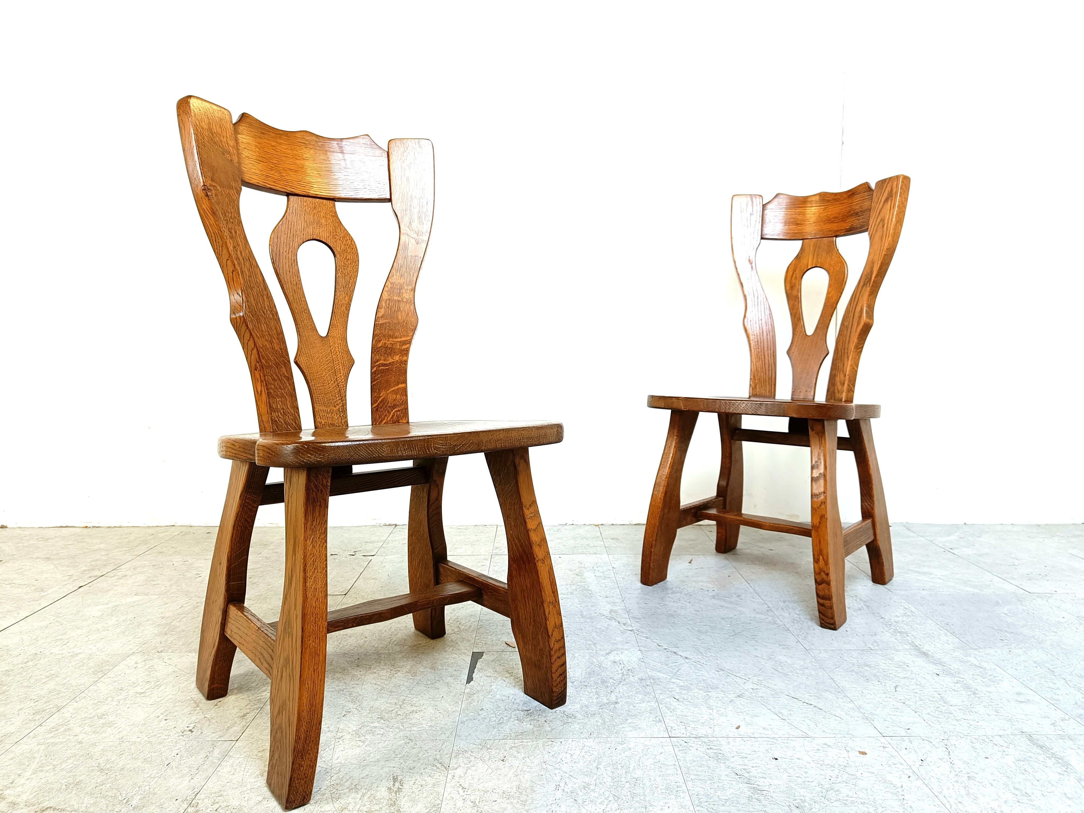 Wood Vintage brutalist dining chairs, set of 12 - 1960s For Sale