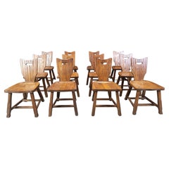 Vintage brutalist dining chairs, set of 12 - 1960s