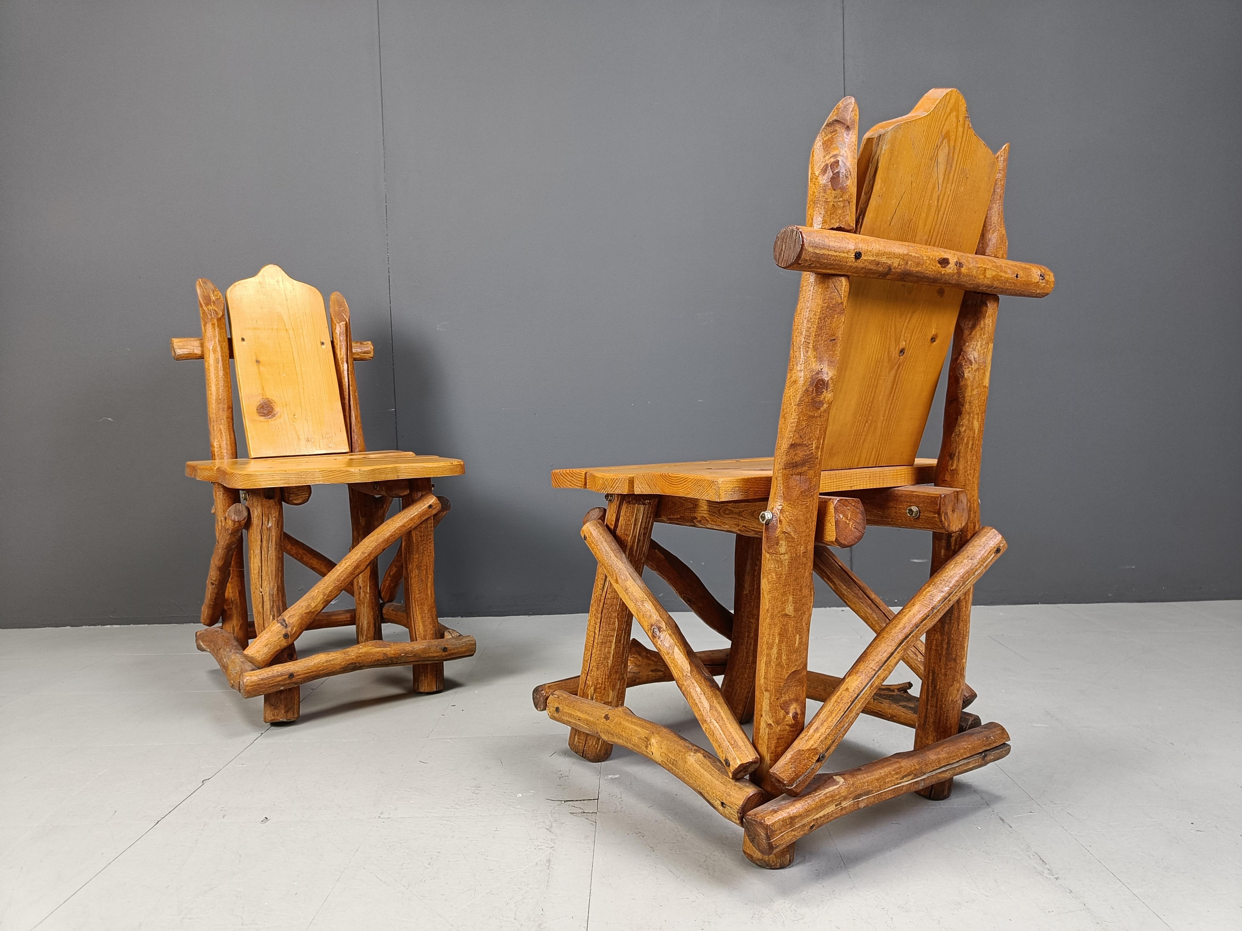 Vintage brutalist dining chairs, set of 4 - 1960s For Sale 3