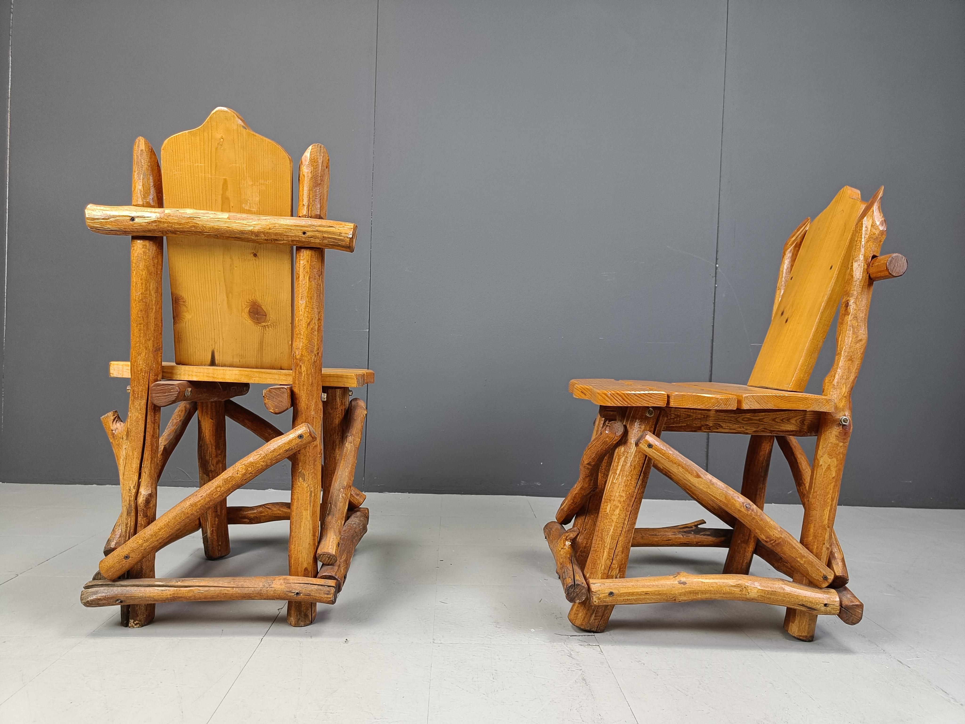 Vintage brutalist dining chairs, set of 4 - 1960s For Sale 4