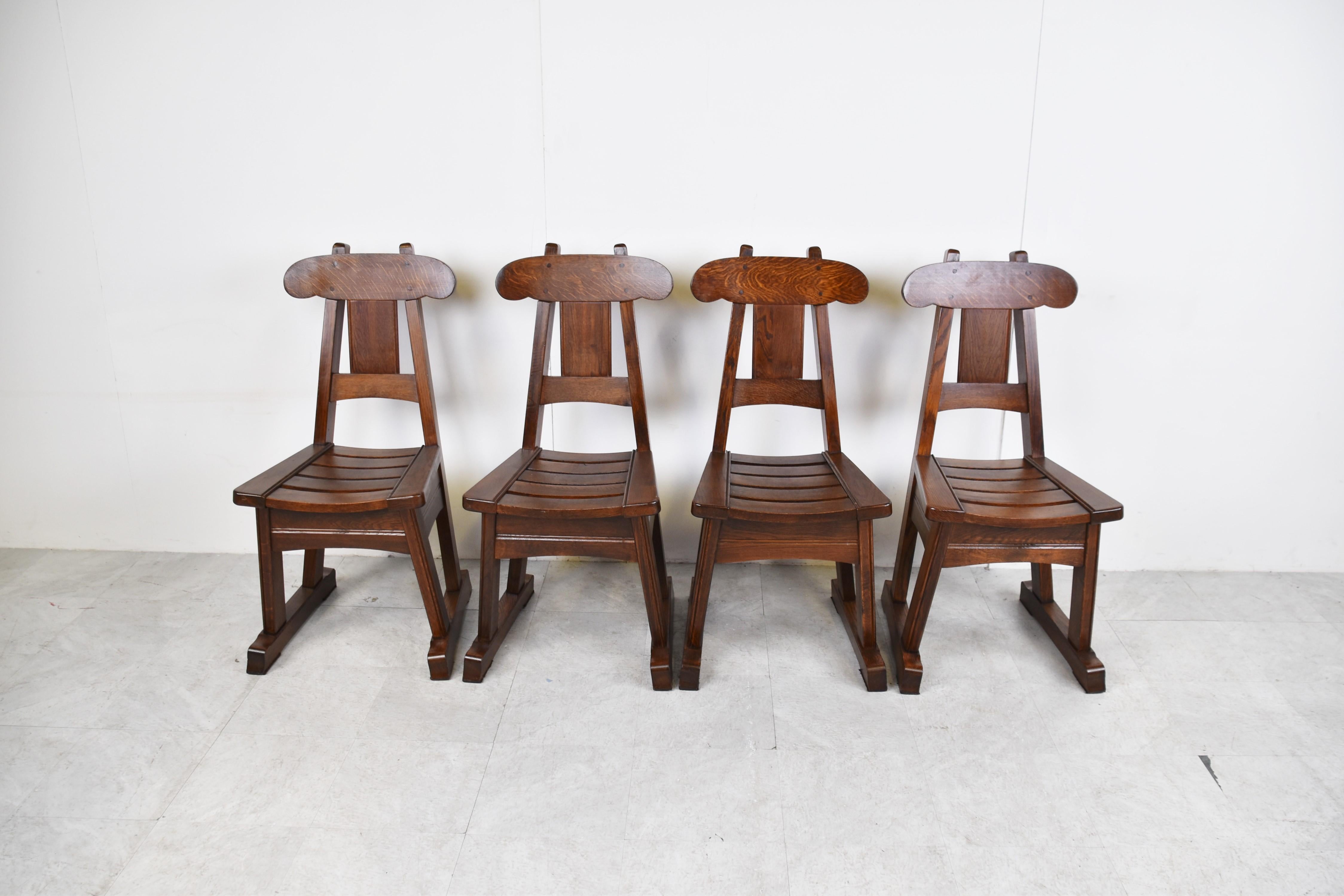 Vintage Brutalist Dining Chairs, Set of 4, 1960s For Sale 6