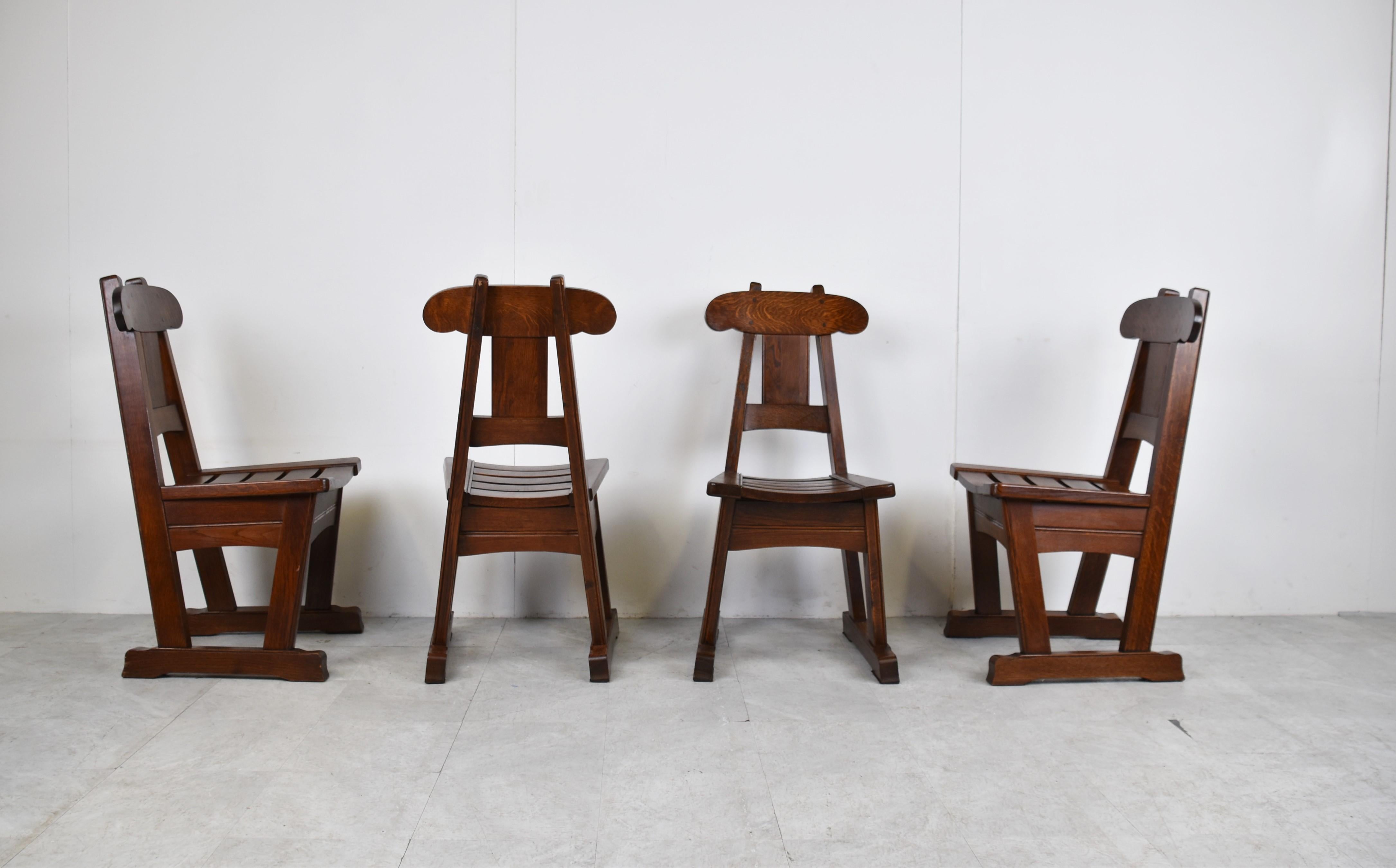 Vintage Brutalist Dining Chairs, Set of 4, 1960s For Sale 7