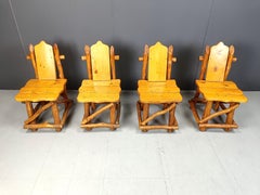 Vintage brutalist dining chairs, set of 4 - 1960s