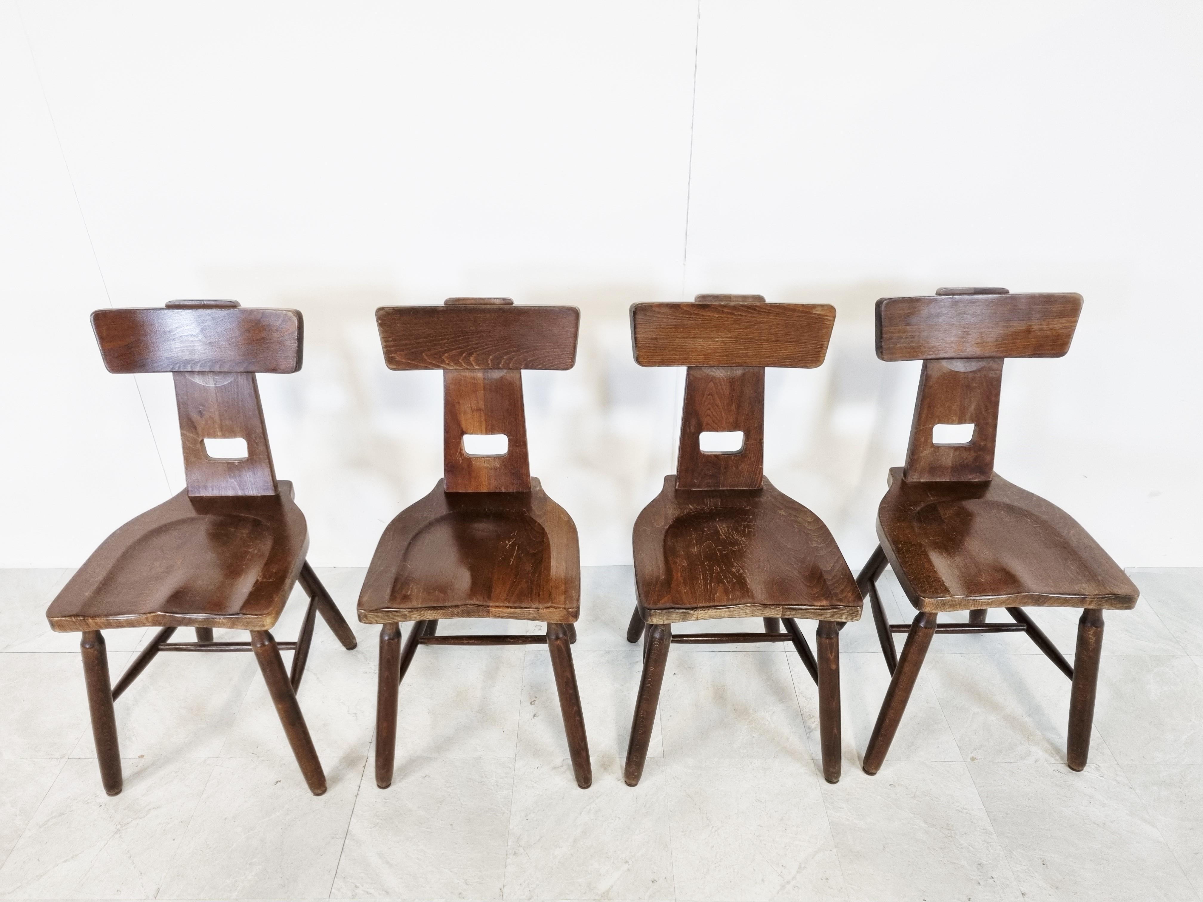German Vintage Brutalist Dining Chairs, Set of 4, 1960s 