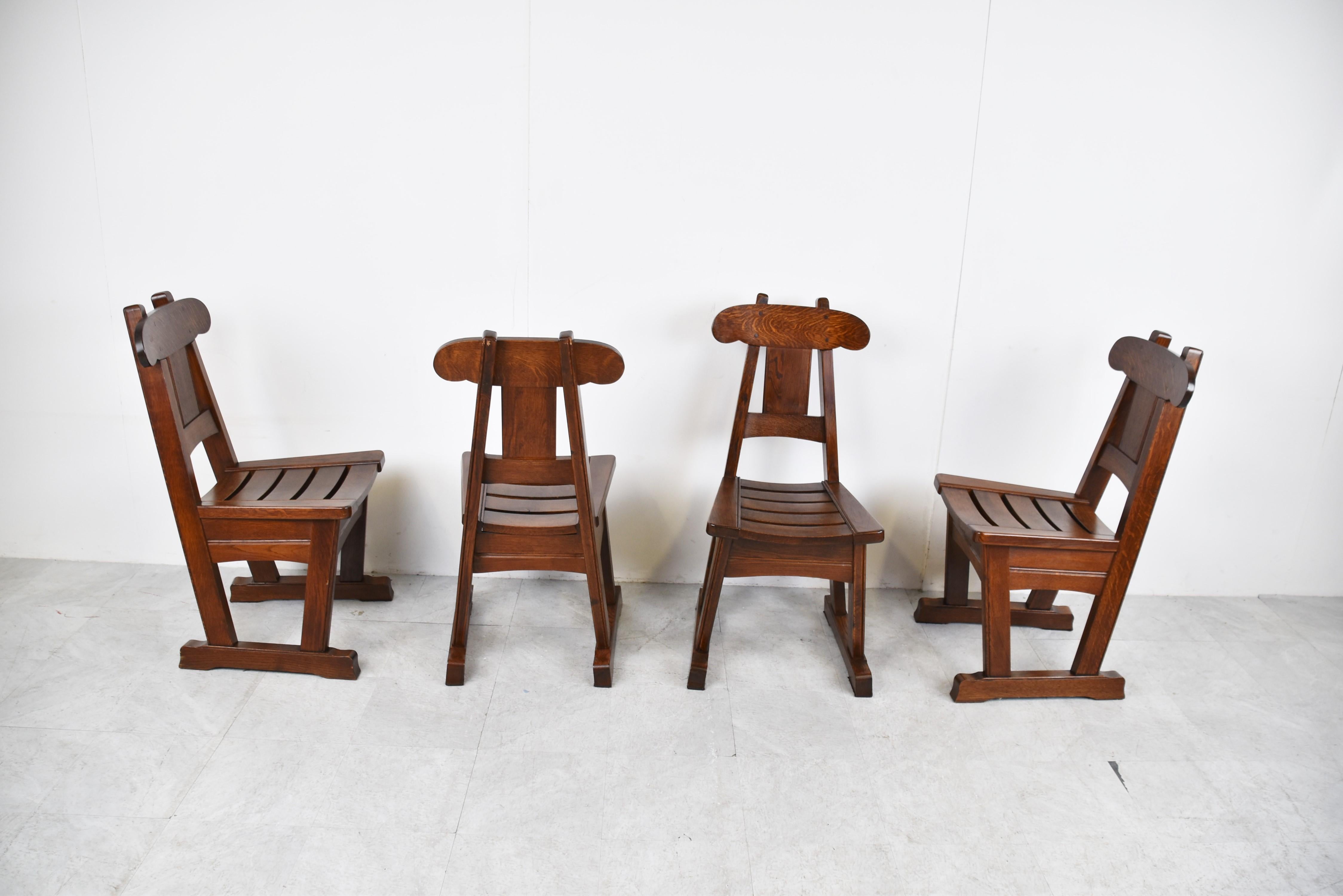 German Vintage Brutalist Dining Chairs, Set of 4, 1960s For Sale