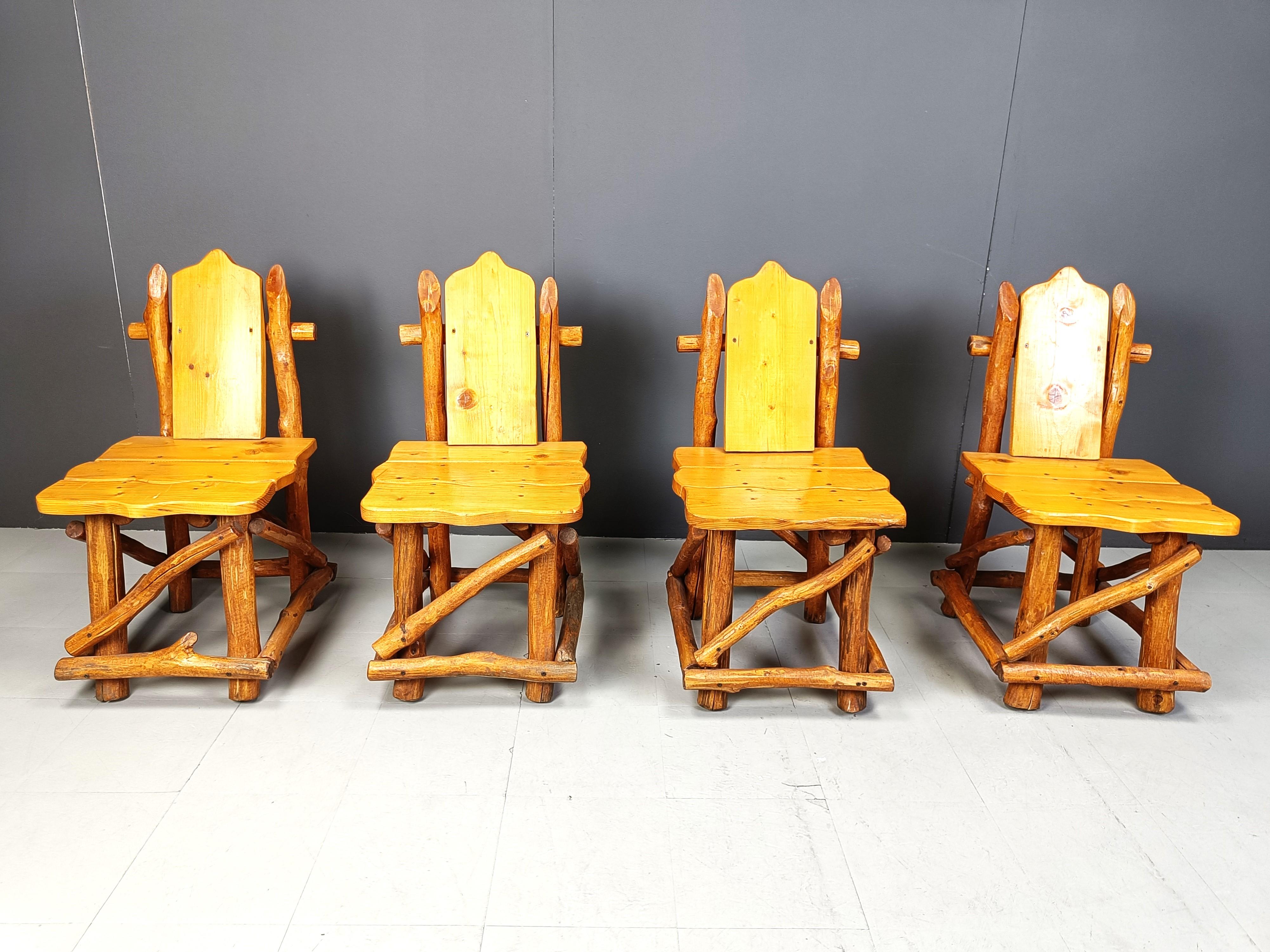 Brutalist Vintage brutalist dining chairs, set of 4 - 1960s For Sale