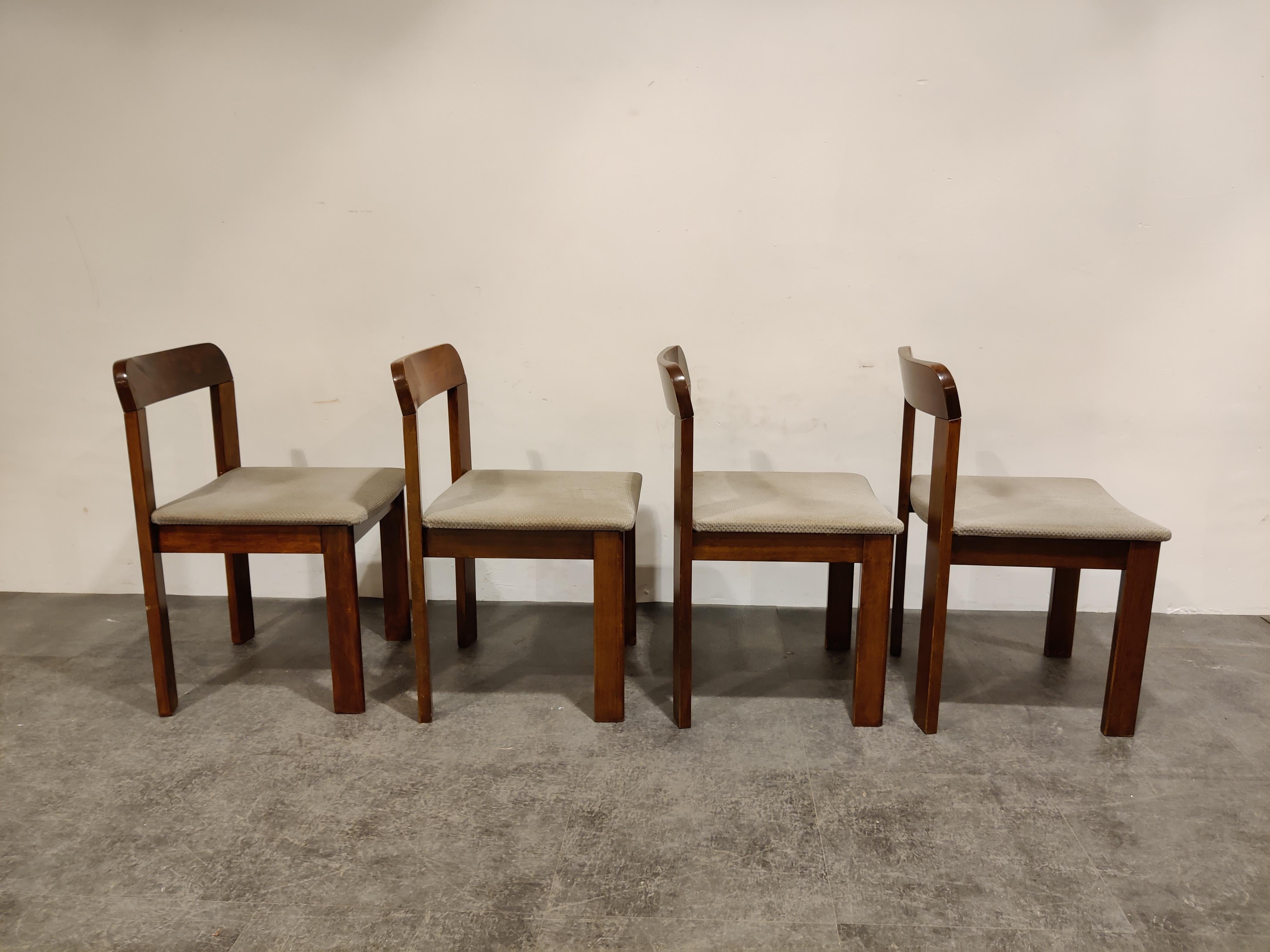 German Vintage Brutalist Dining Chairs, Set of 4, 1960s