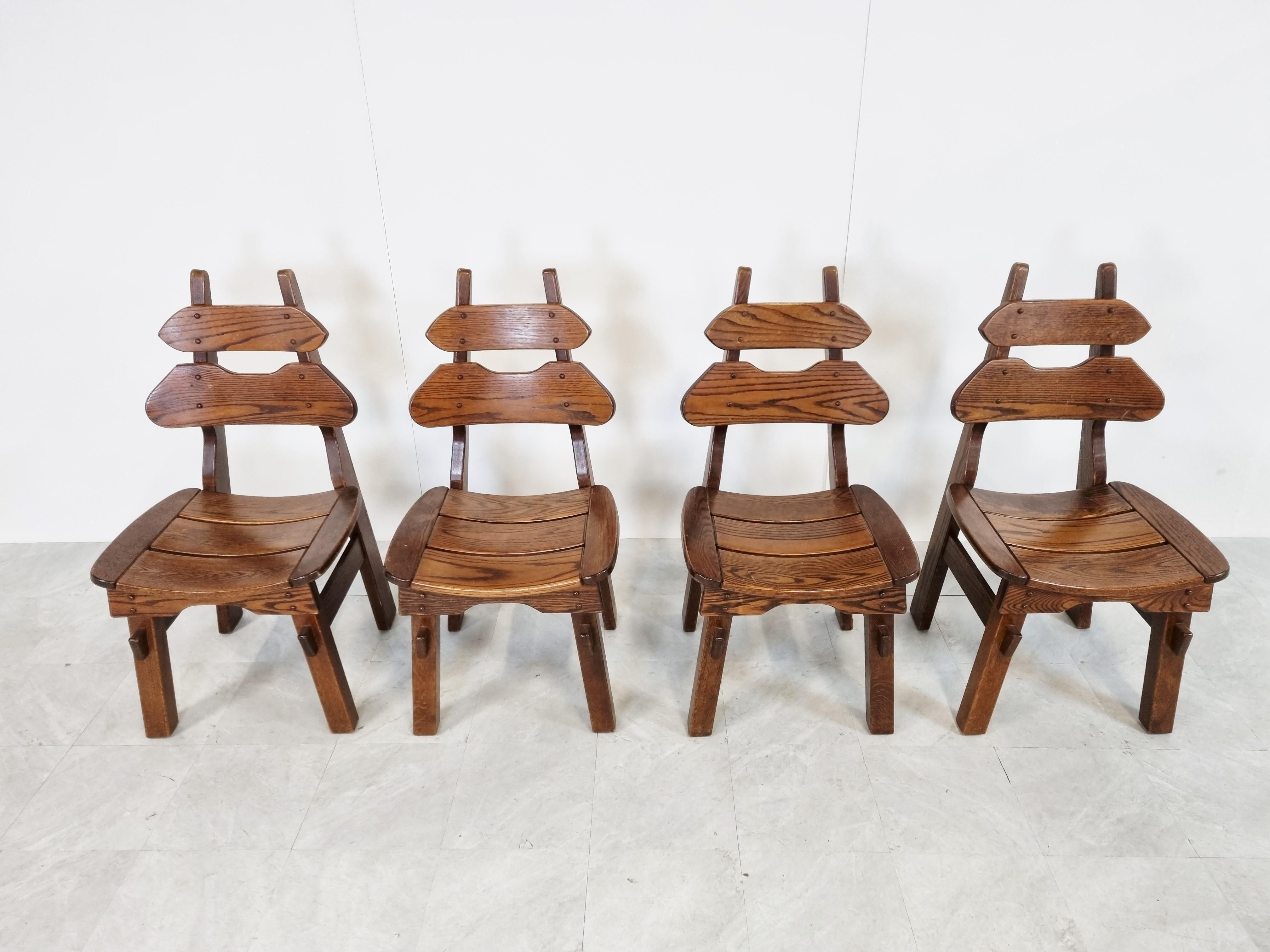 Vintage Brutalist Dining Chairs, Set of 4, 1960s In Good Condition In HEVERLEE, BE