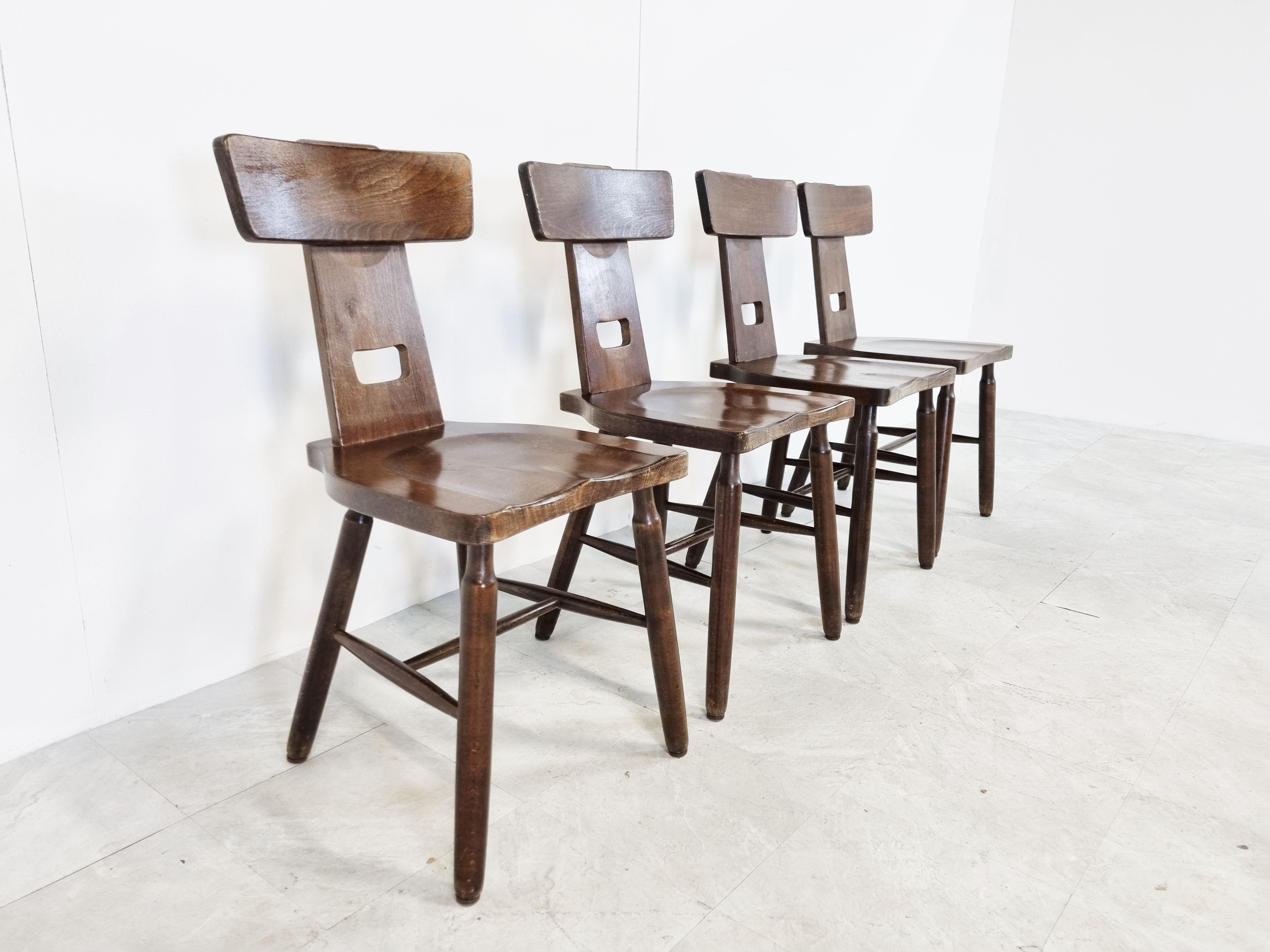 Vintage Brutalist Dining Chairs, Set of 4, 1960s  In Good Condition In HEVERLEE, BE