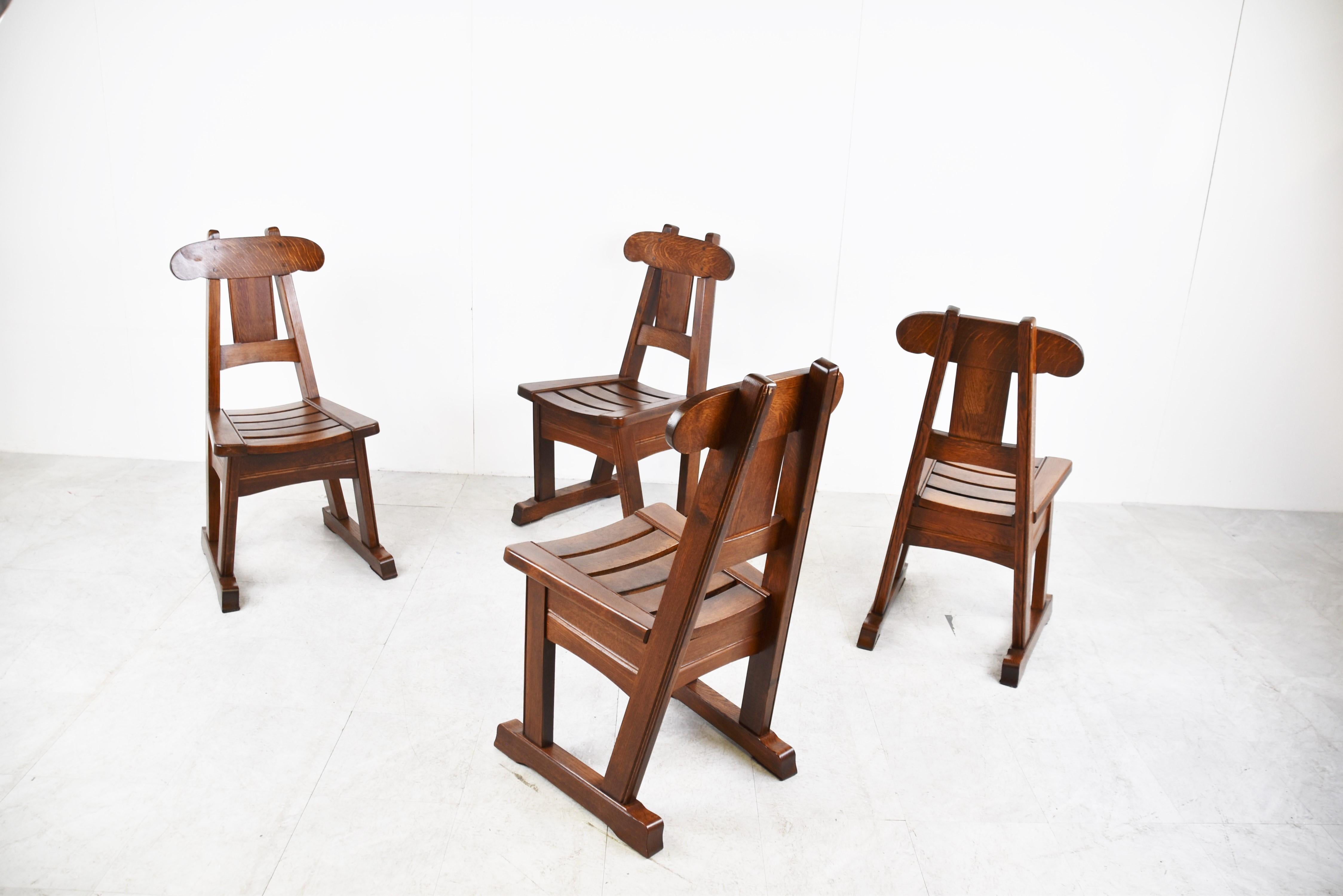 Vintage Brutalist Dining Chairs, Set of 4, 1960s In Good Condition For Sale In HEVERLEE, BE