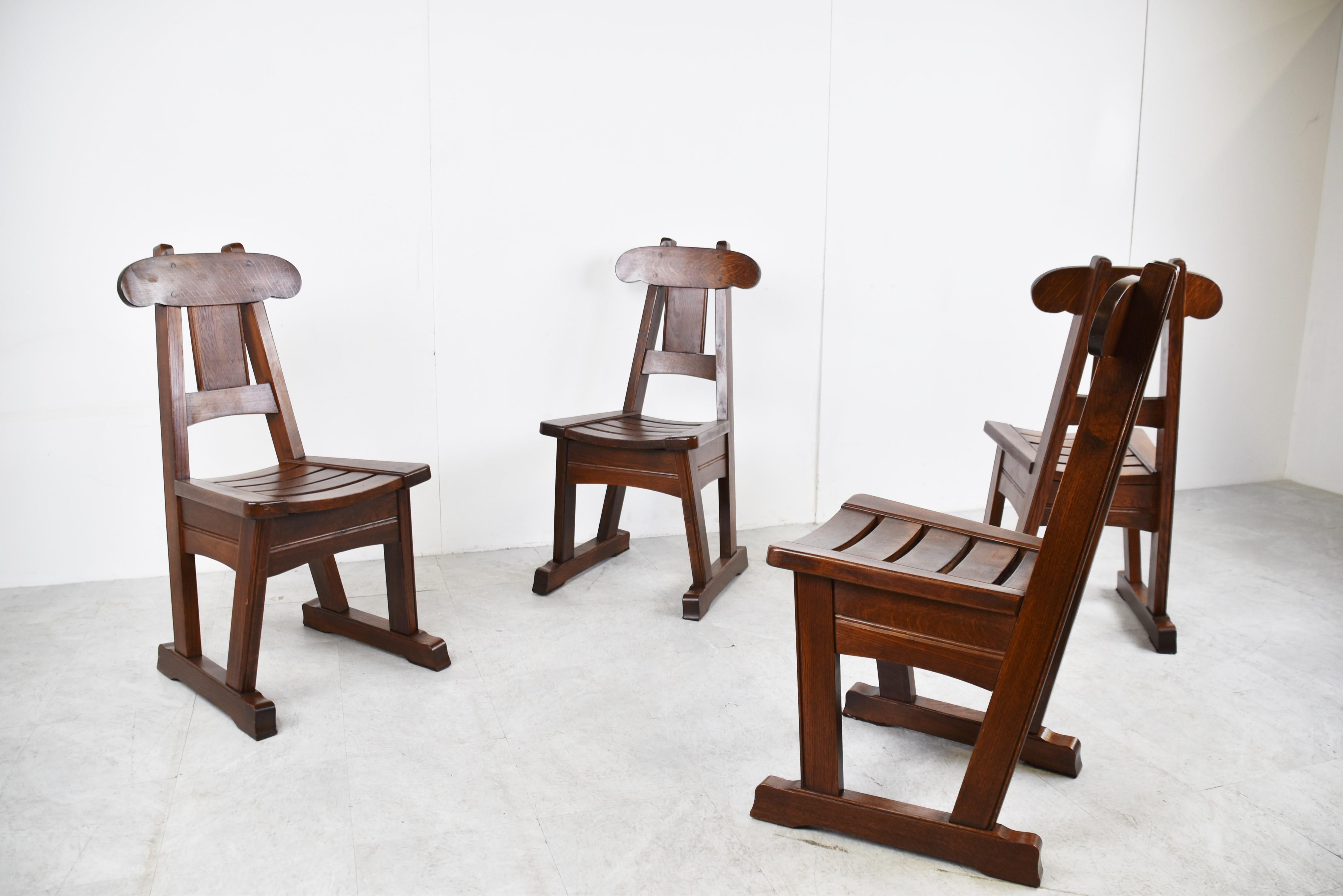 Mid-20th Century Vintage Brutalist Dining Chairs, Set of 4, 1960s For Sale