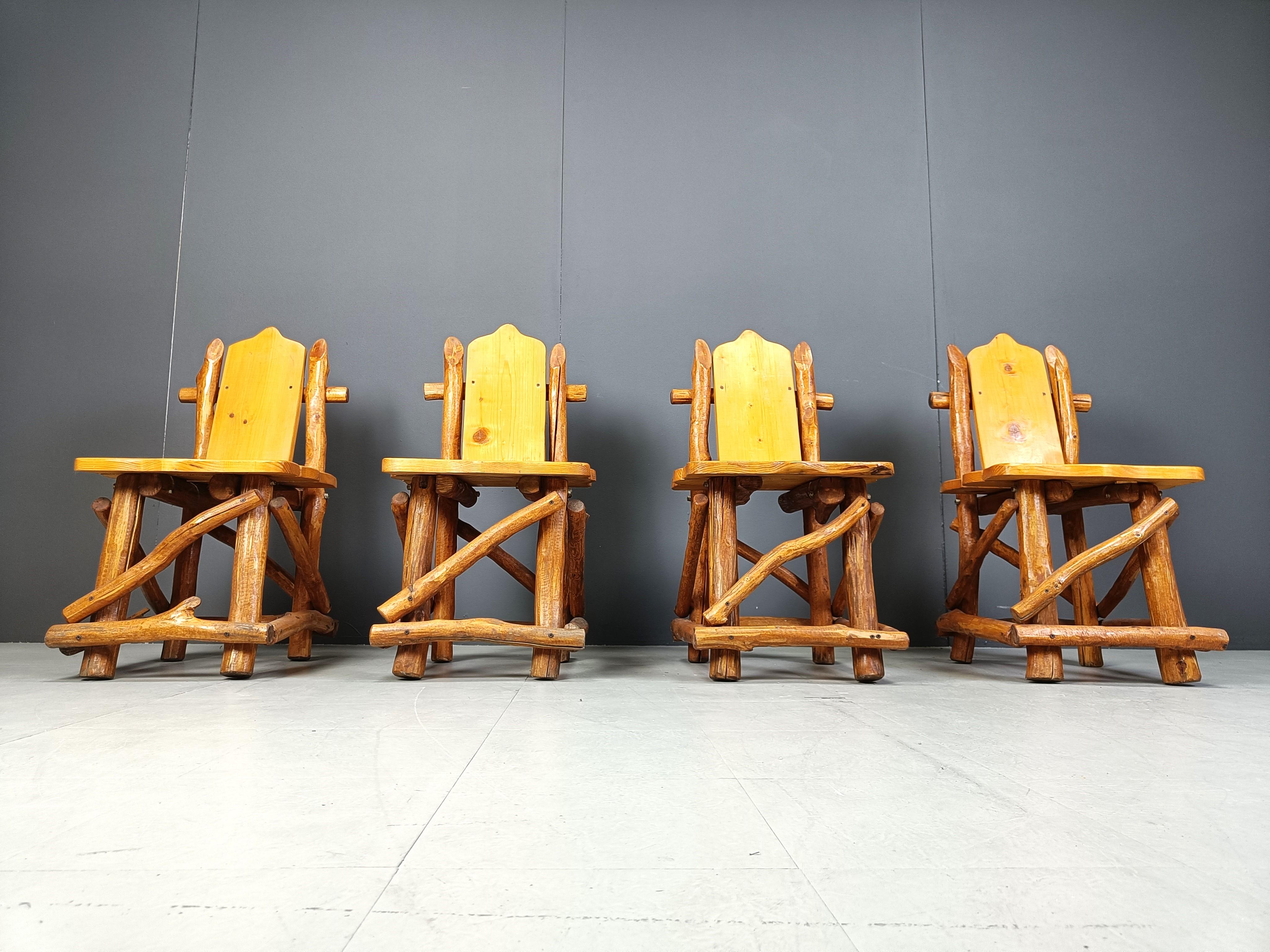 Vintage brutalist dining chairs, set of 4 - 1960s In Good Condition For Sale In Leuven, Vlaams Gewest