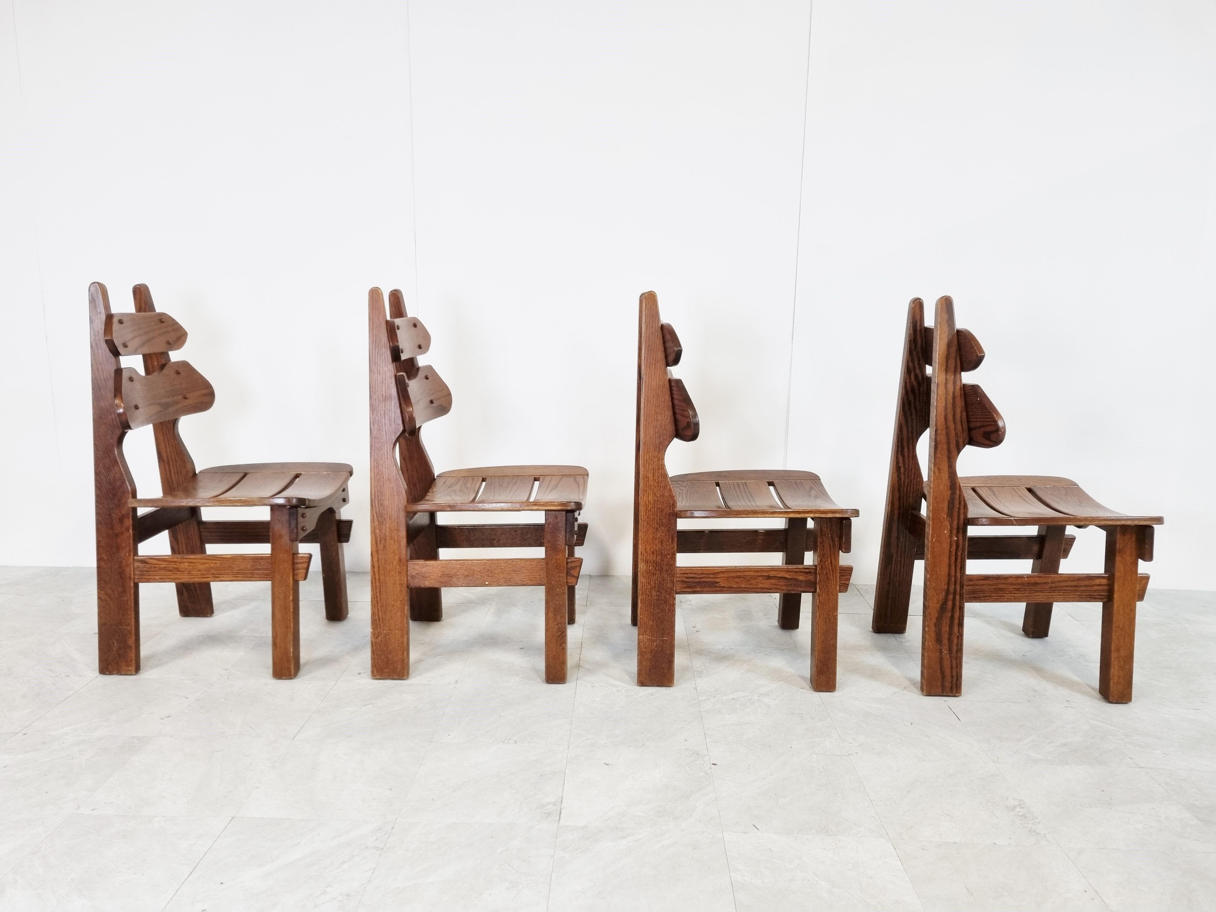Elm Vintage Brutalist Dining Chairs, Set of 4, 1960s