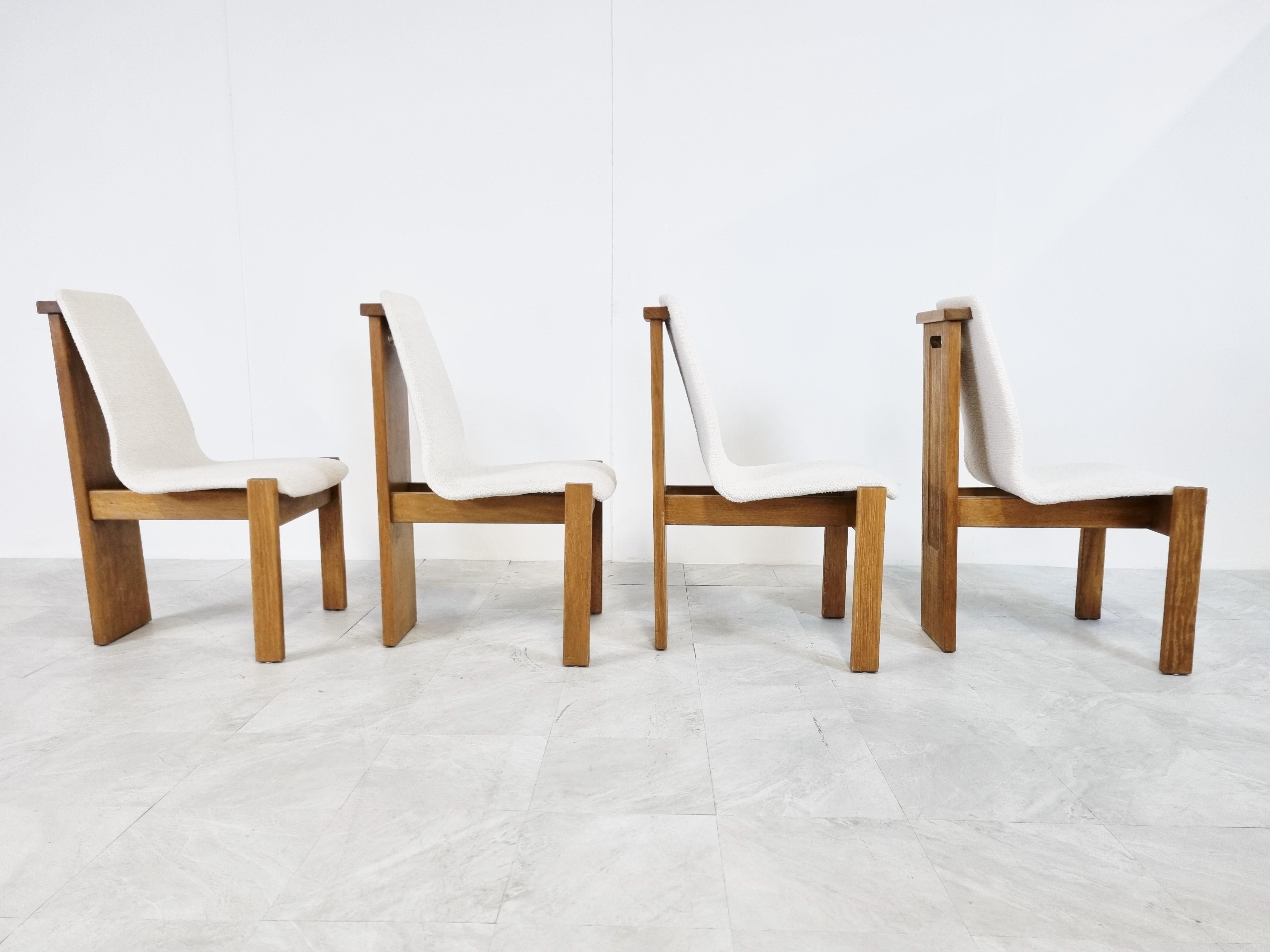 Bouclé Vintage Brutalist Dining Chairs, Set of 4, 1960s