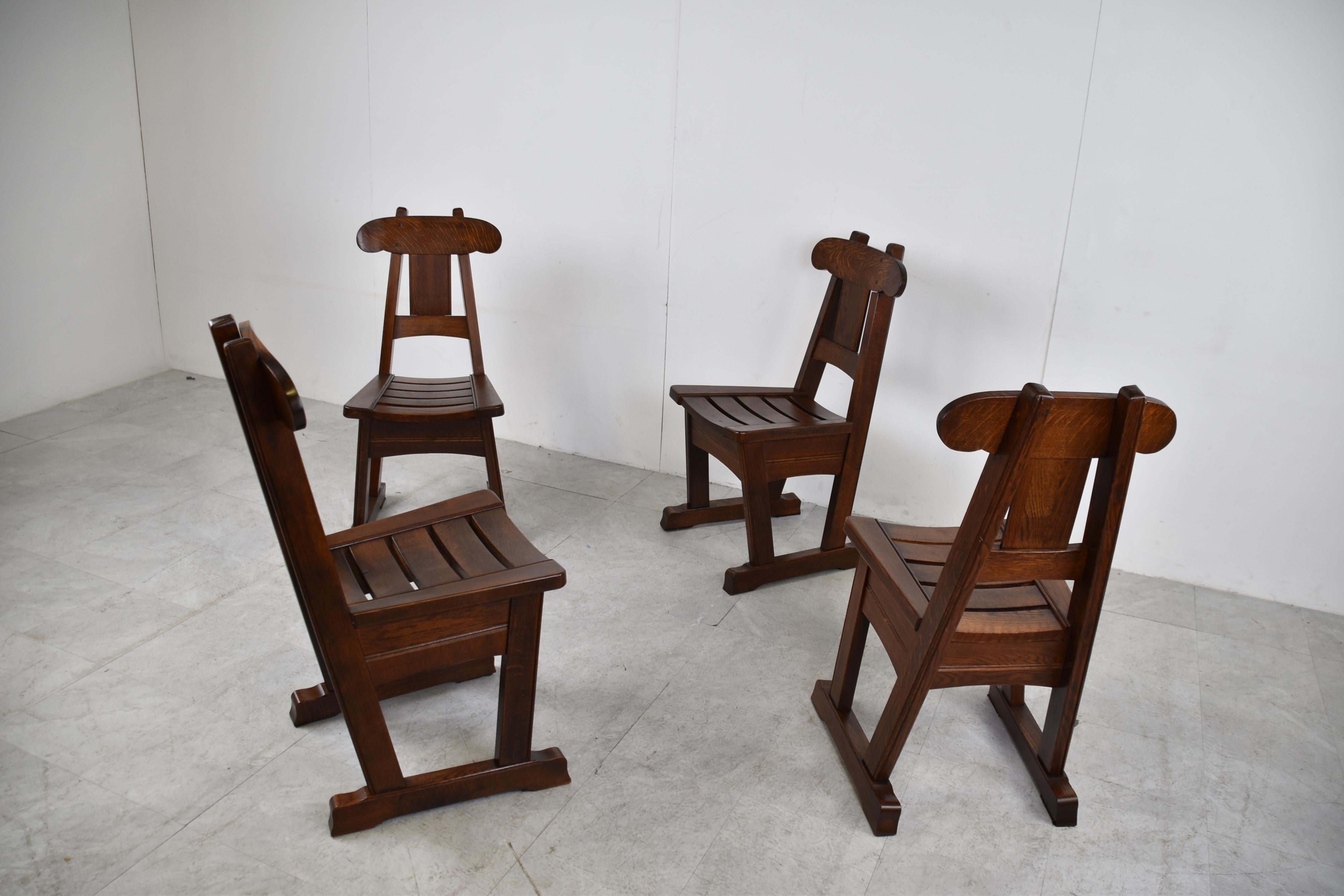 Elm Vintage Brutalist Dining Chairs, Set of 4, 1960s For Sale