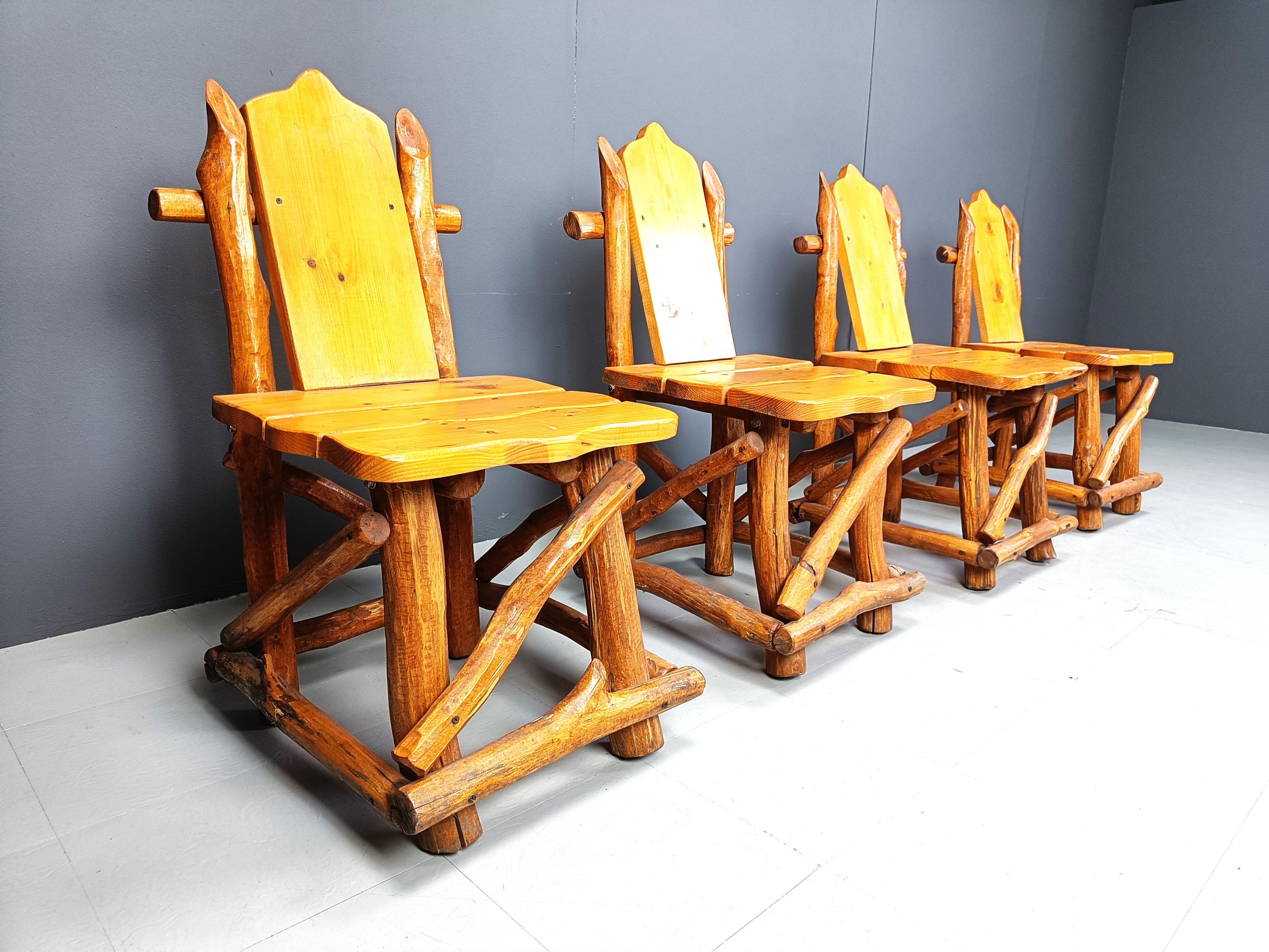 Mid-20th Century Vintage brutalist dining chairs, set of 4 - 1960s For Sale