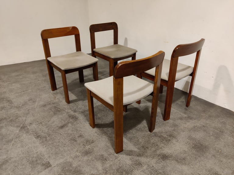 Fabric Vintage Brutalist Dining Chairs, Set of 4, 1960s