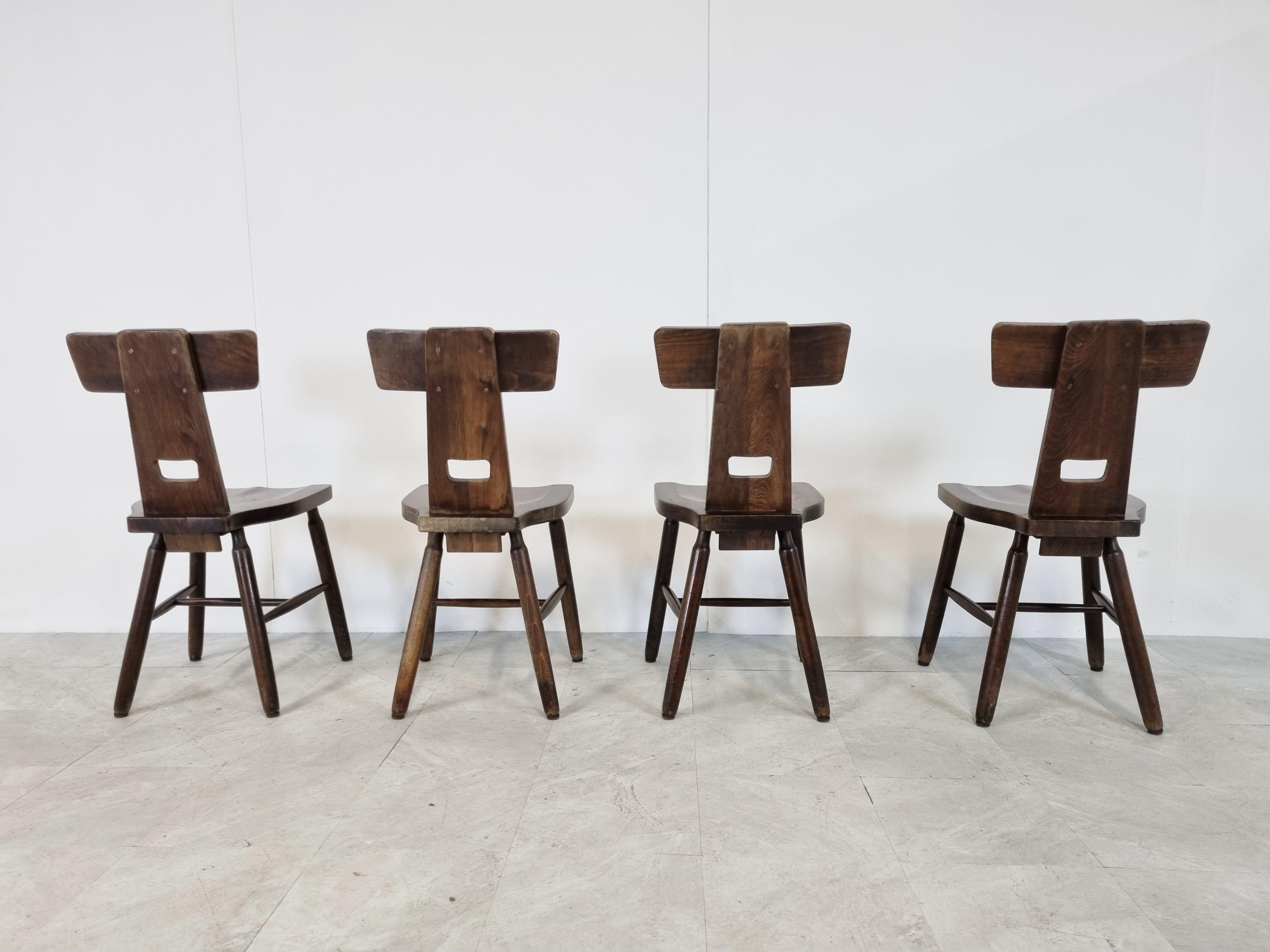 Vintage Brutalist Dining Chairs, Set of 4, 1960s  1