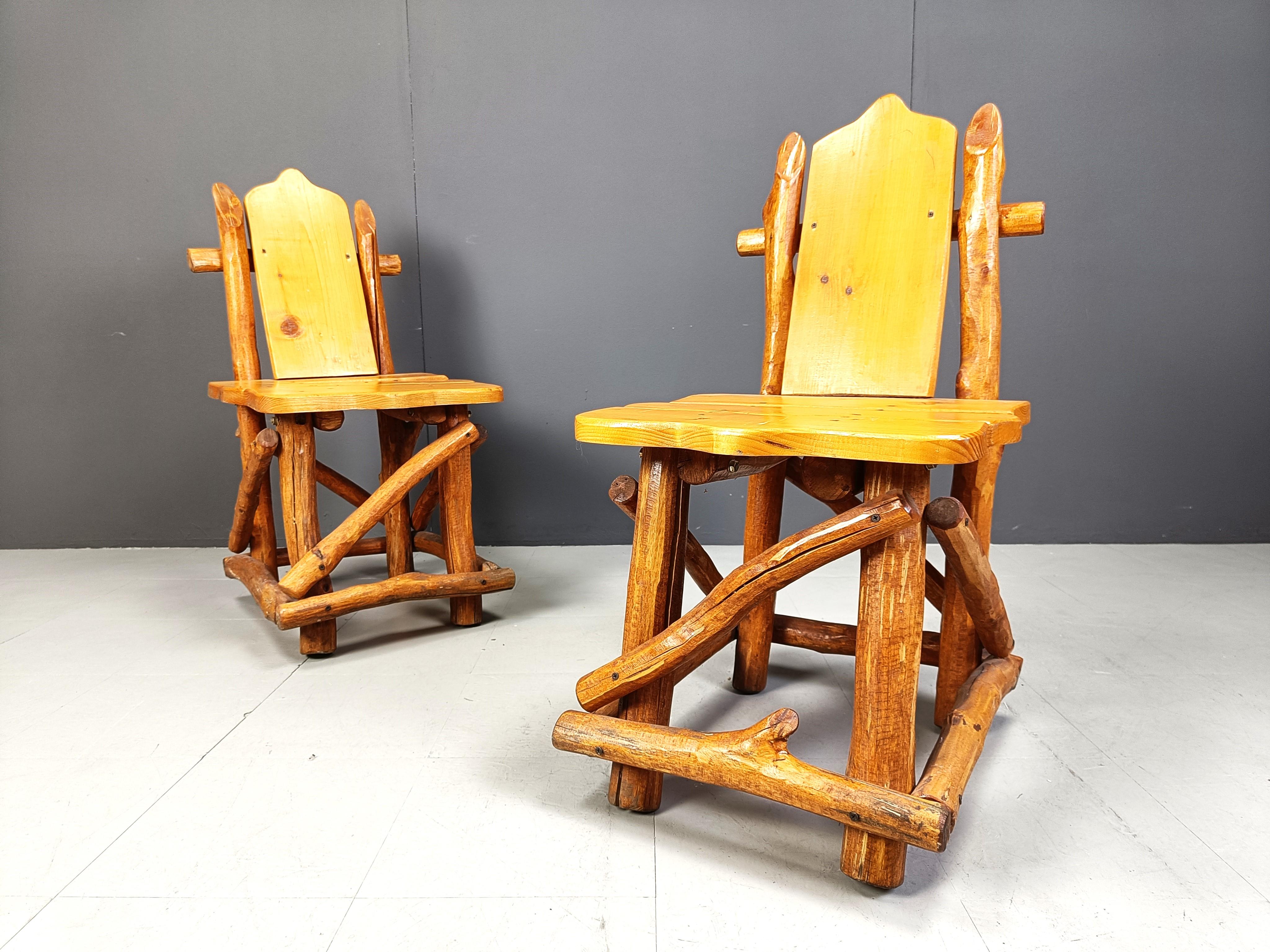 Vintage brutalist dining chairs, set of 4 - 1960s For Sale 2