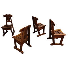 Vintage Brutalist Dining Chairs, Set of 4, 1960s