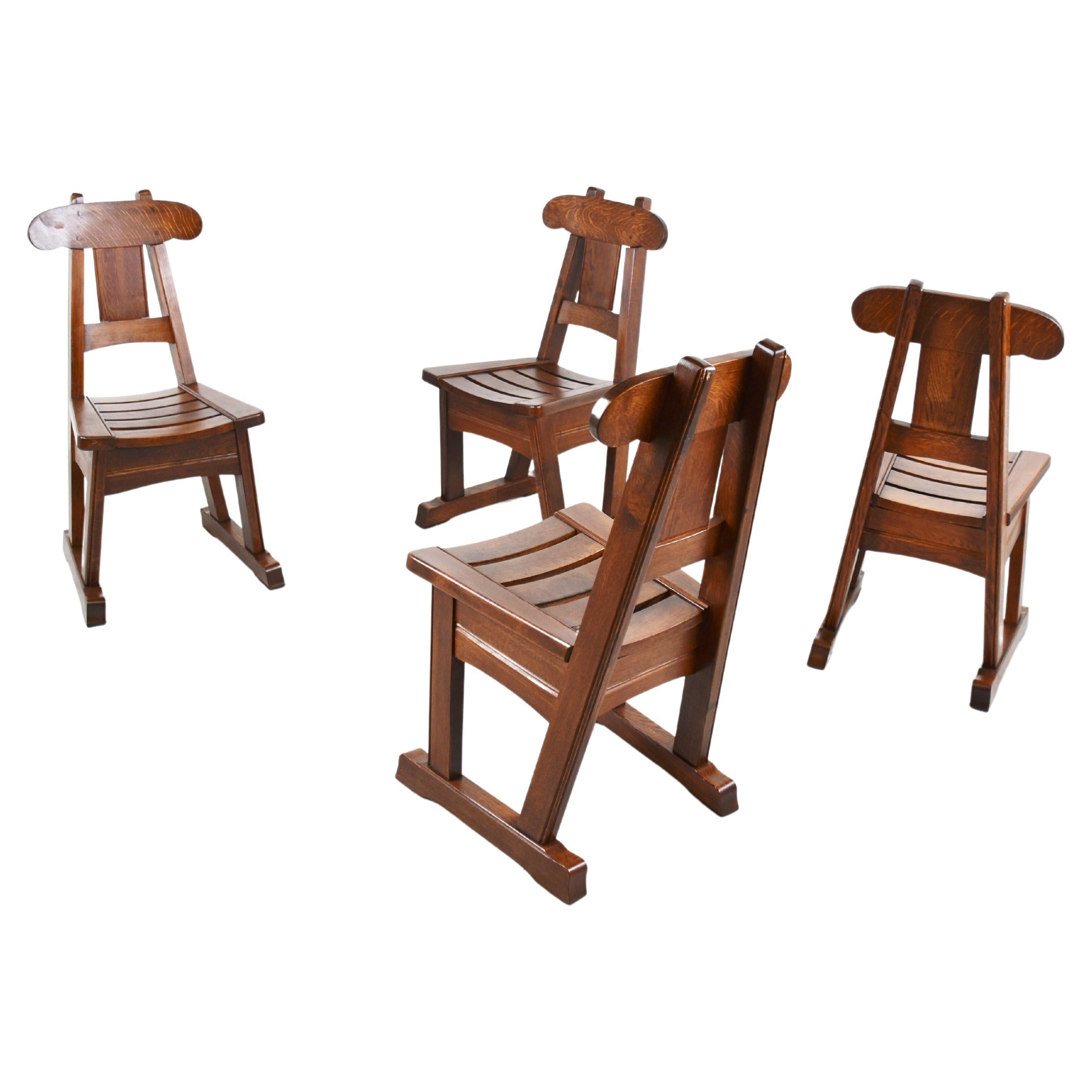 Vintage Brutalist Dining Chairs, Set of 4, 1960s For Sale