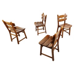 Vintage Brutalist Dining Chairs, Set of 4, 1960s