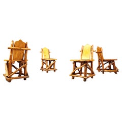Vintage brutalist dining chairs, set of 4 - 1960s