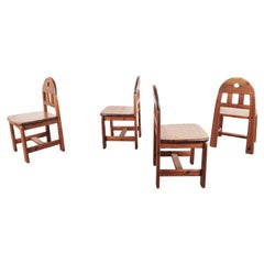 Vintage Brutalist Dining Chairs, Set of 4, 1970s