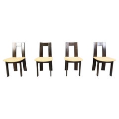Vintage brutalist dining chairs, set of 4 - 1970s